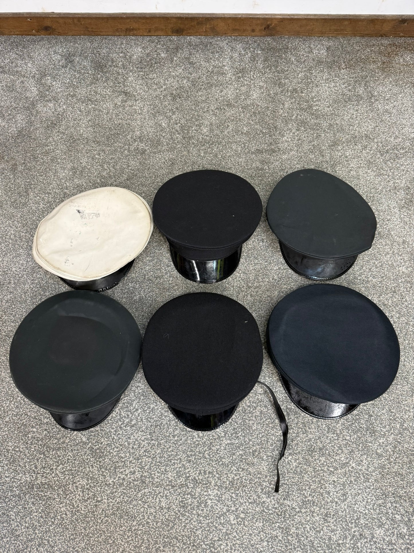 6x Ex Police Peak Cap Bowler Hat Job Lot Theatre Headwear Uniform Film Prop Lot