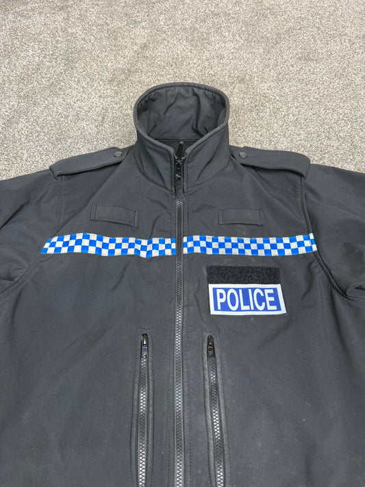 Ex Police Black Soft Shell Fleece Jacket SMALL - BADGED Security Patrol TV Film