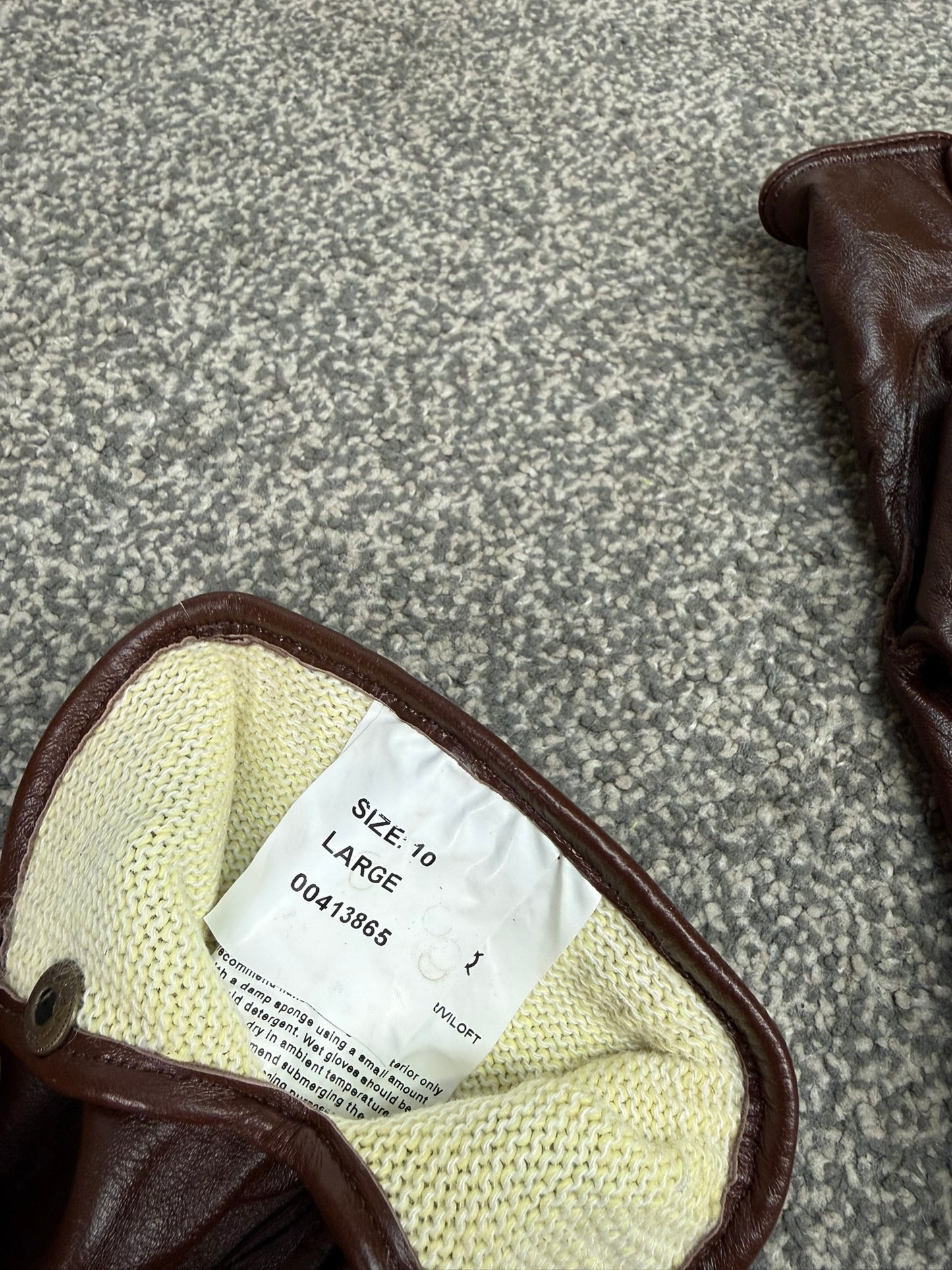 Ex Police Southcombe Brown Leather Gloves Slash Resistant Lining Size 10