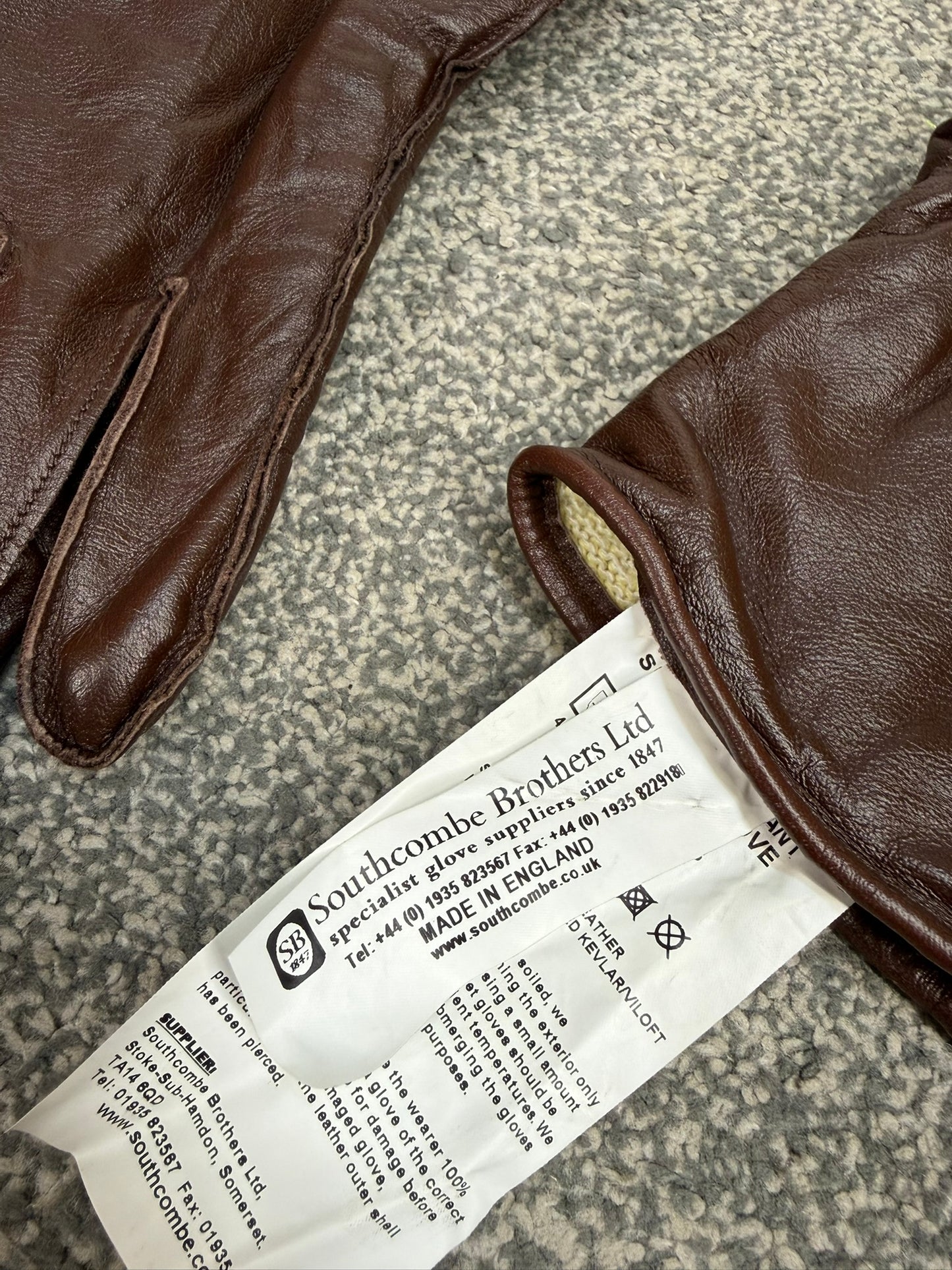Ex Police Southcombe Brown Leather Gloves Slash Resistant Lining Size 10