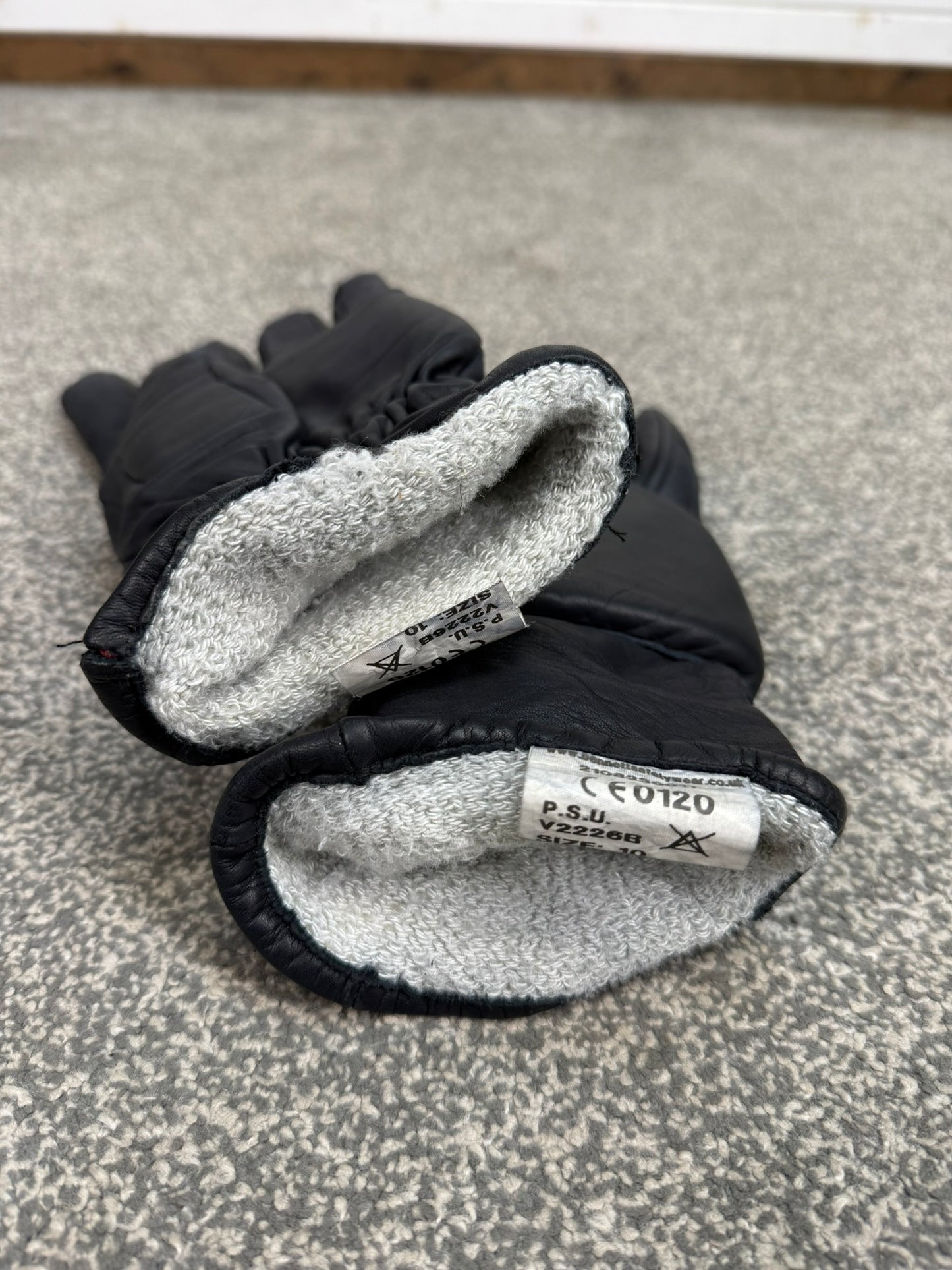 Ex Police Riot PSU Leather Gloves Padded Lined Size 10 Security Winter Patrol