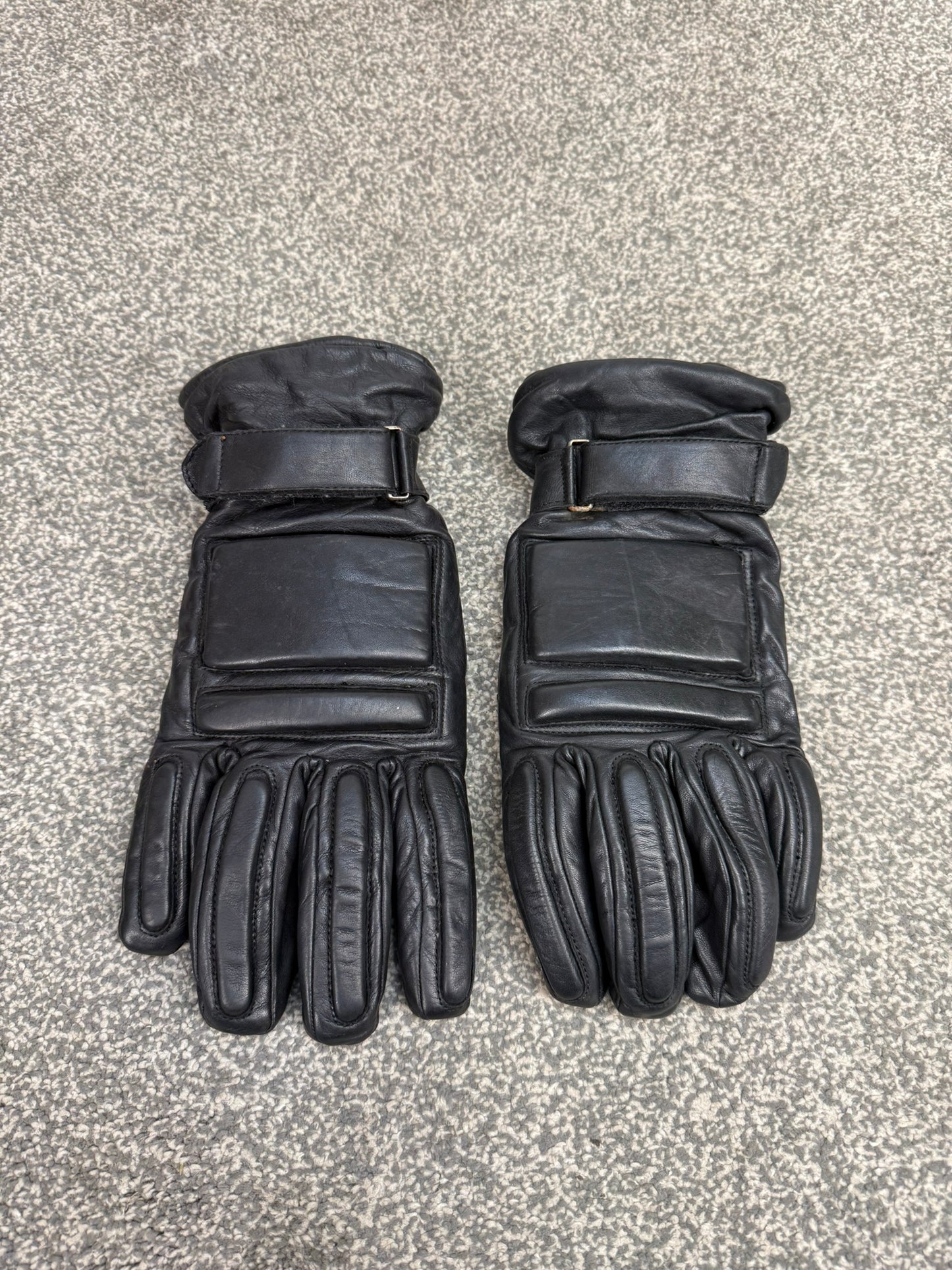 Ex MET Police Black Leather Riot Gloves Public Order Motorcycle Obsolete