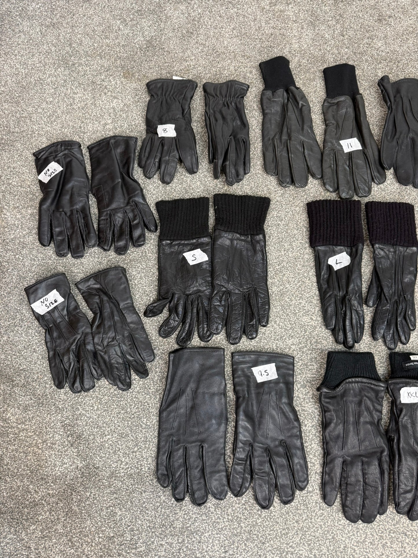 12x Ex Police Black Leather Gloves Job Lot Bundle Security Work Glove