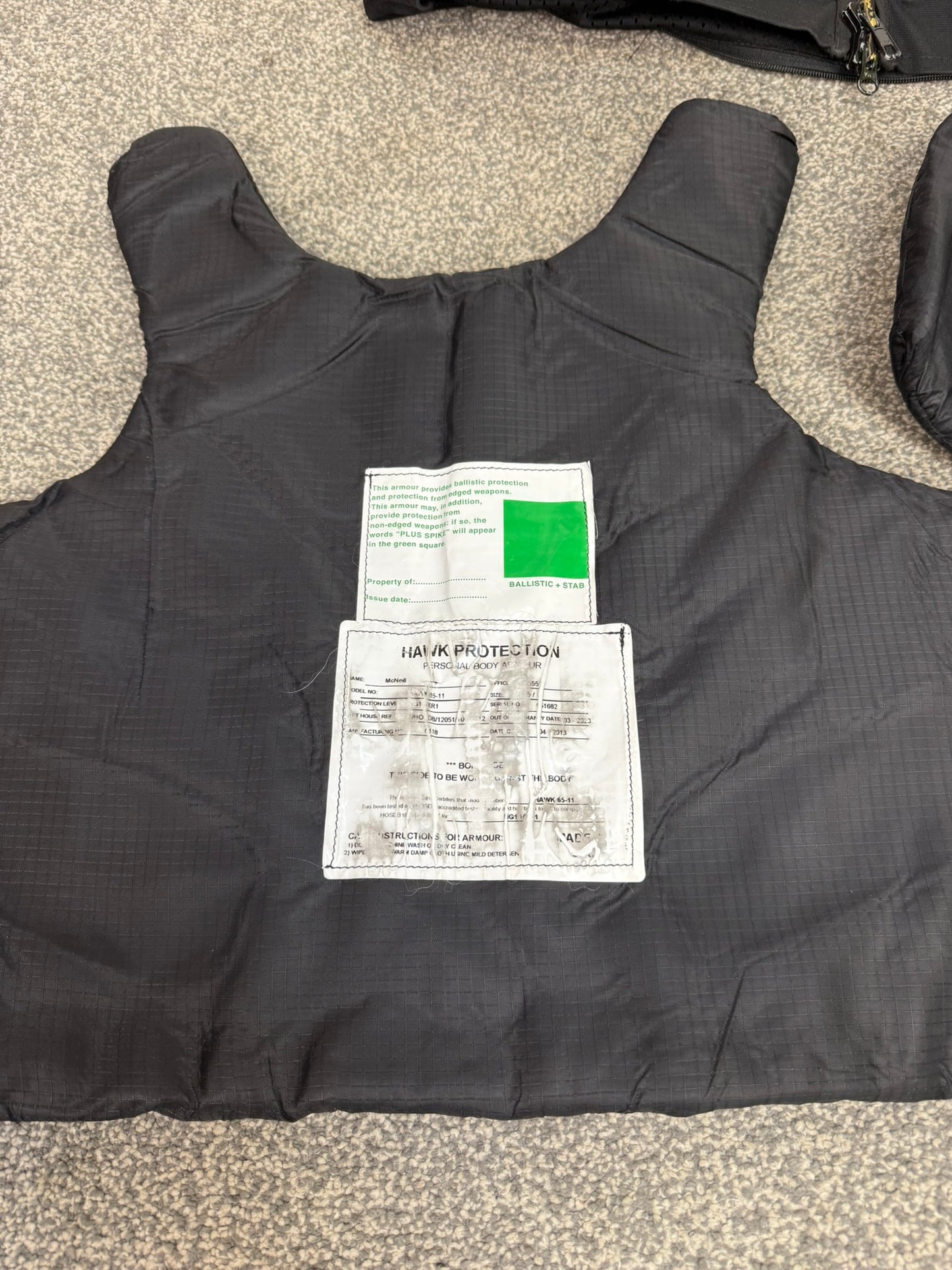 Ex Police Hawk Body Armour Vest XL Anti Stab & Ballistic HG1A & KR1 Security