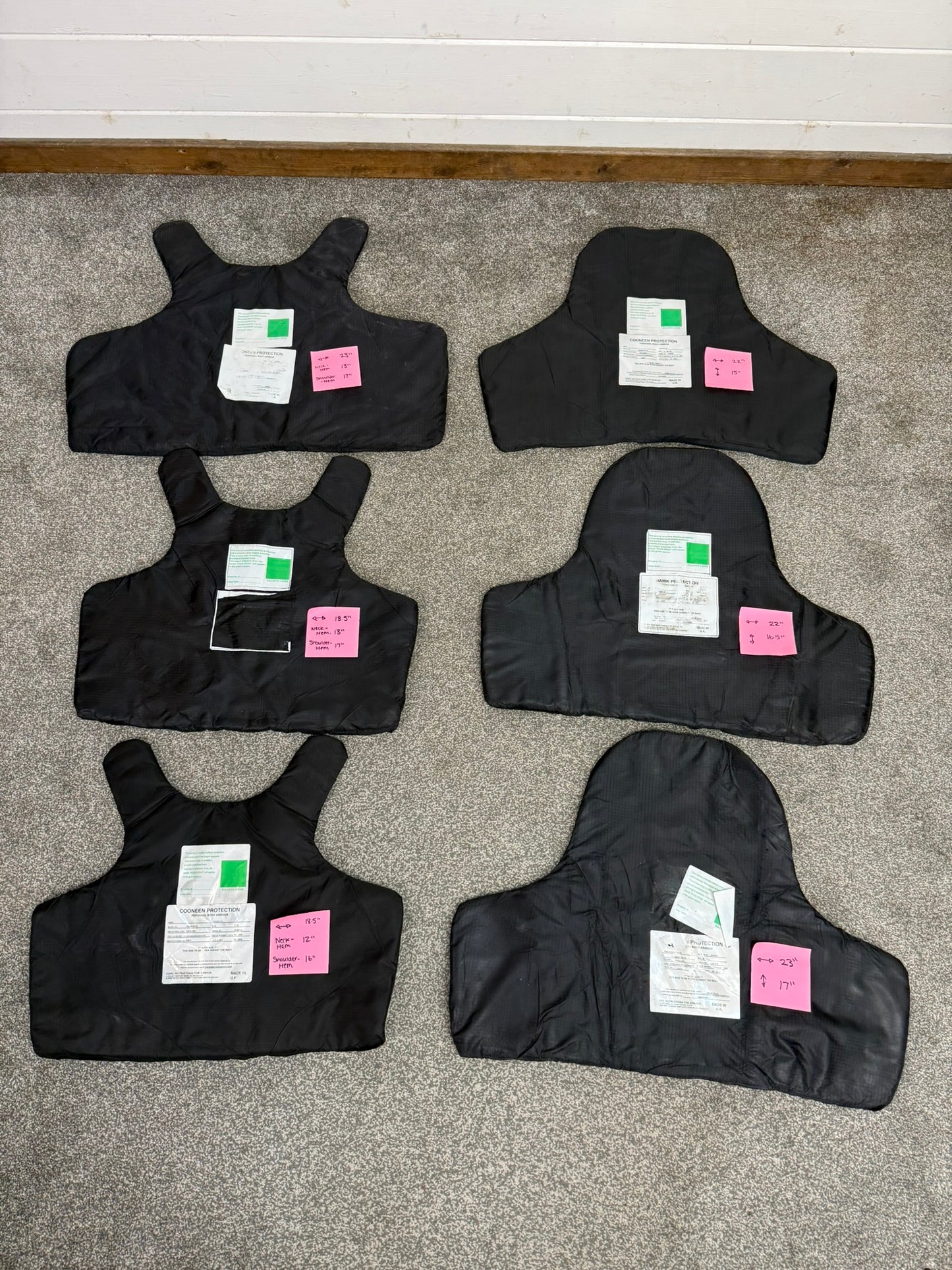 6x Ex Police Stab Vest Body Armour Ballistic Panel Insert Mixed Job Lot