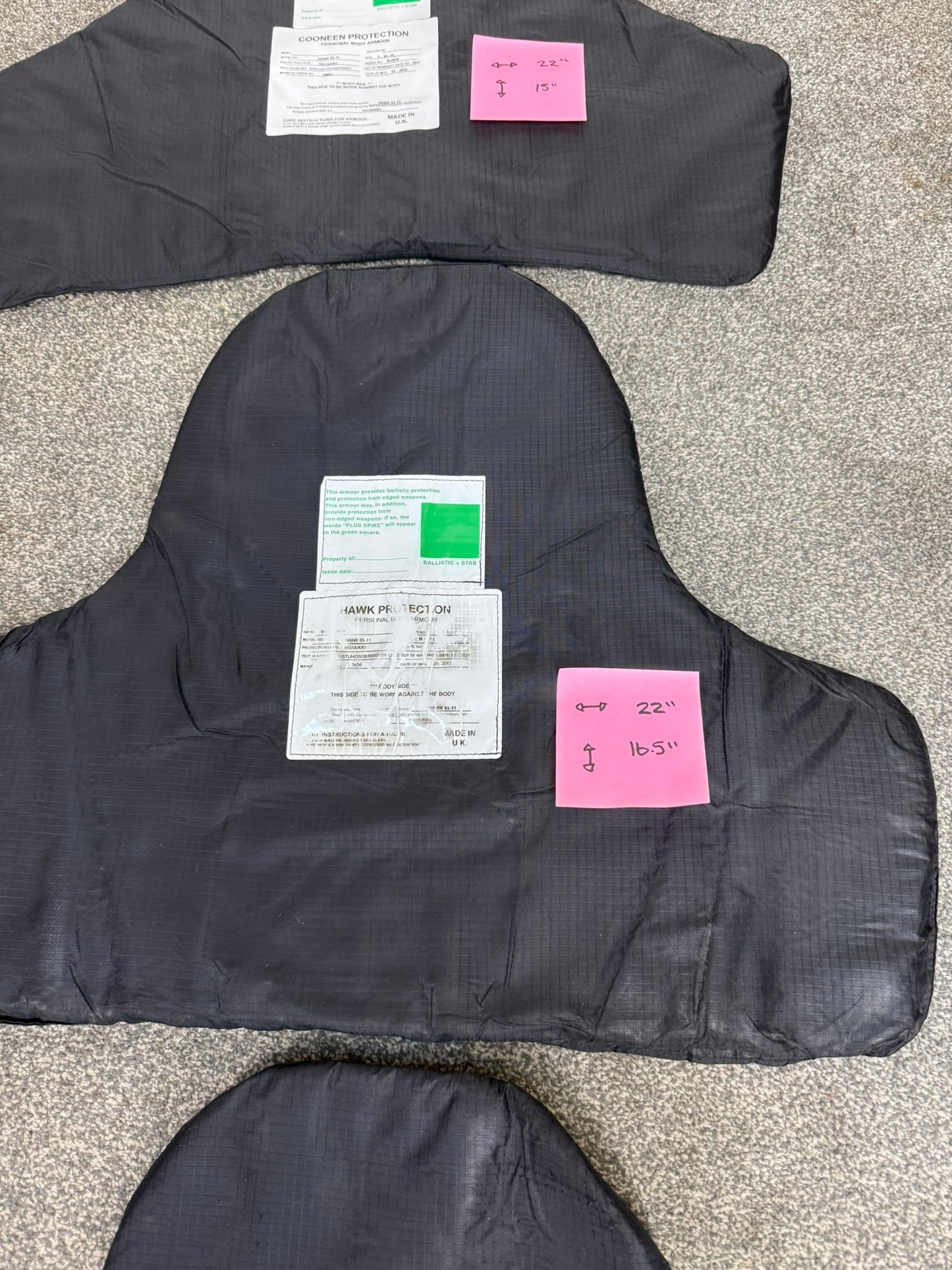 6x Ex Police Stab Vest Body Armour Ballistic Panel Insert Mixed Job Lot
