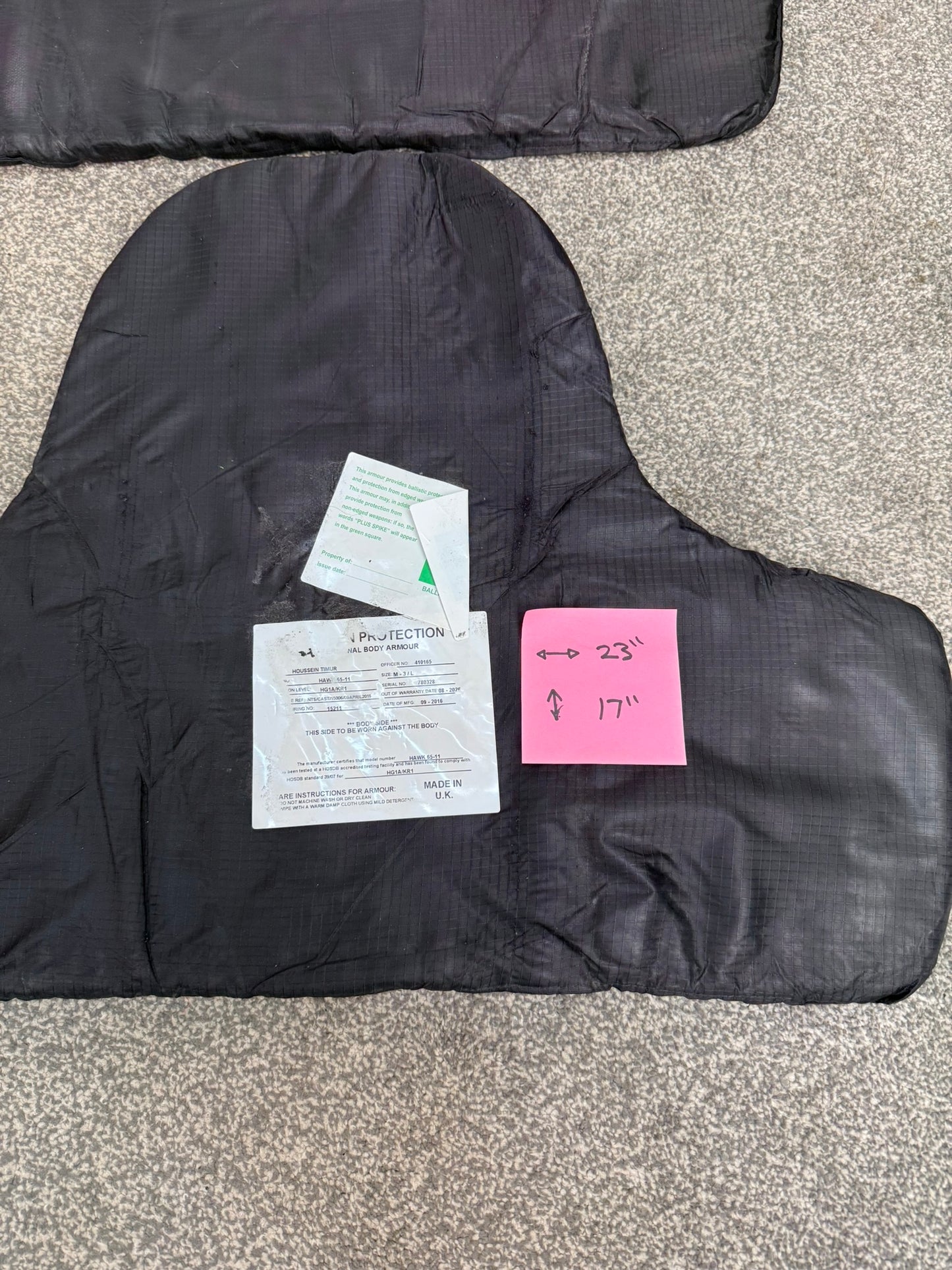 6x Ex Police Stab Vest Body Armour Ballistic Panel Insert Mixed Job Lot