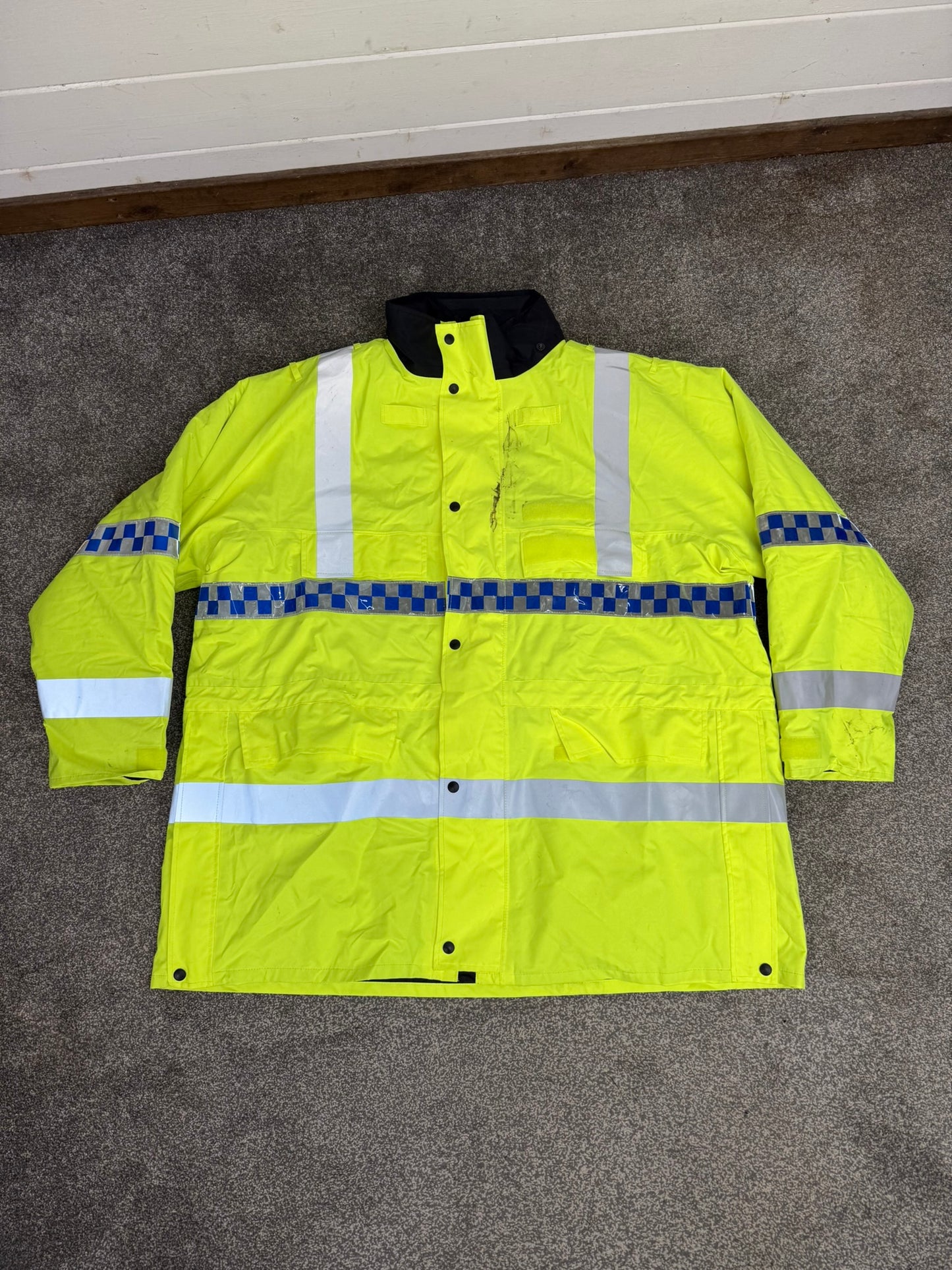Ex Police Hi-Vis Waterproof Jacket Coat XXXL Quilted Liner Security Riding Work Jacket