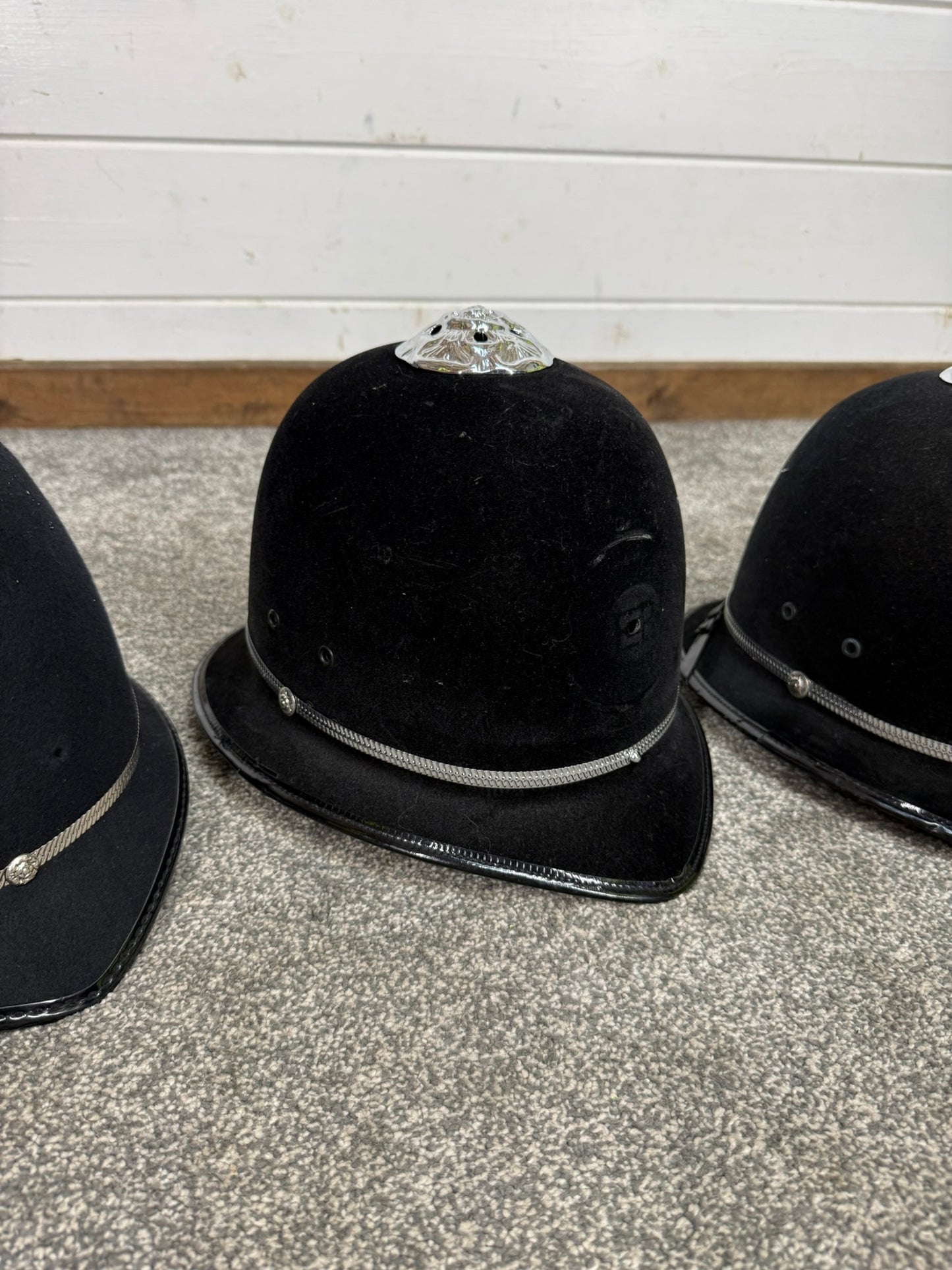 3x Ex Police Rose Top Custodian Bobby Helmet Job Lot Film Display Theatre