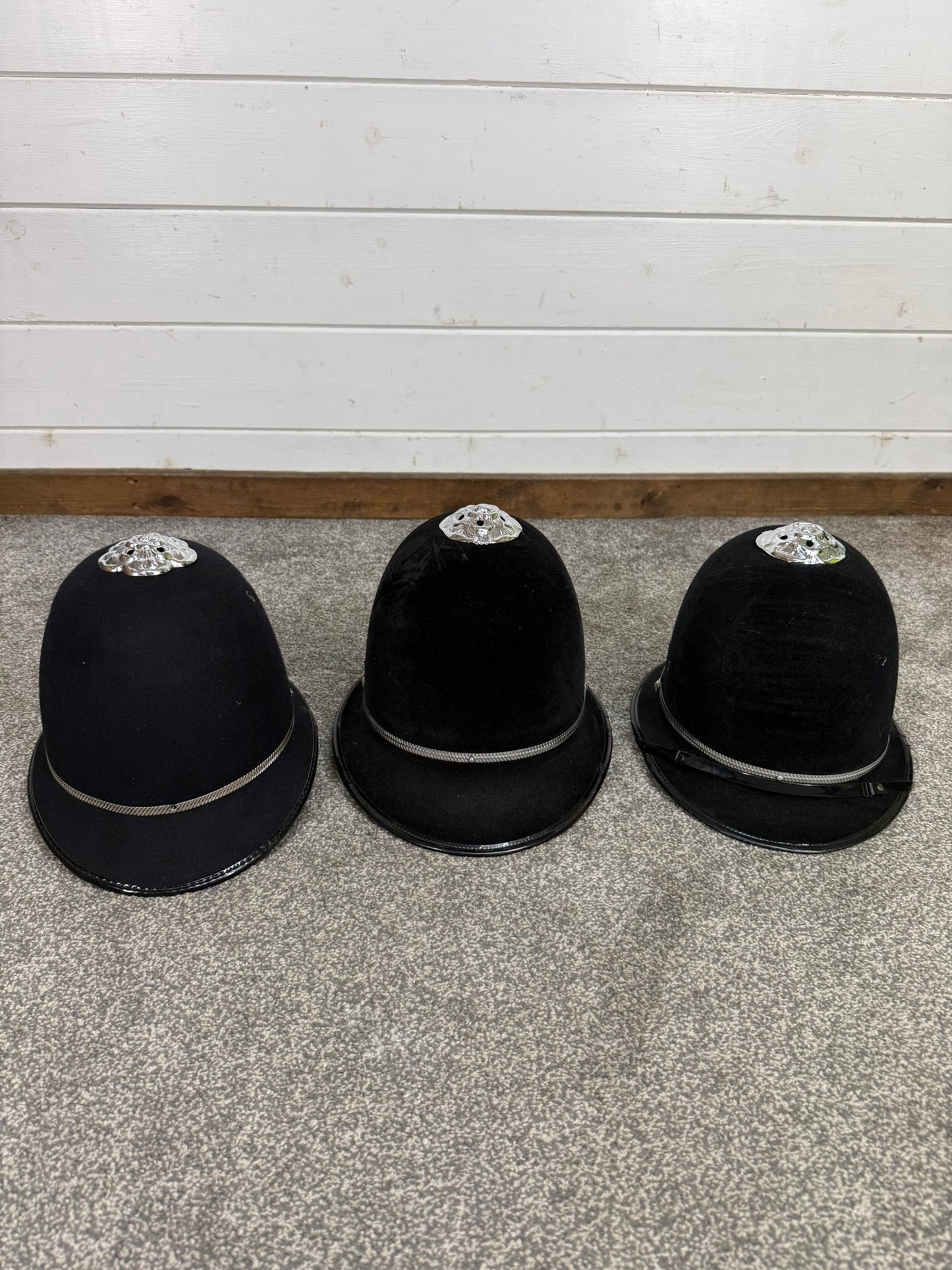 3x Ex Police Rose Top Custodian Bobby Helmet Job Lot Film Display Theatre