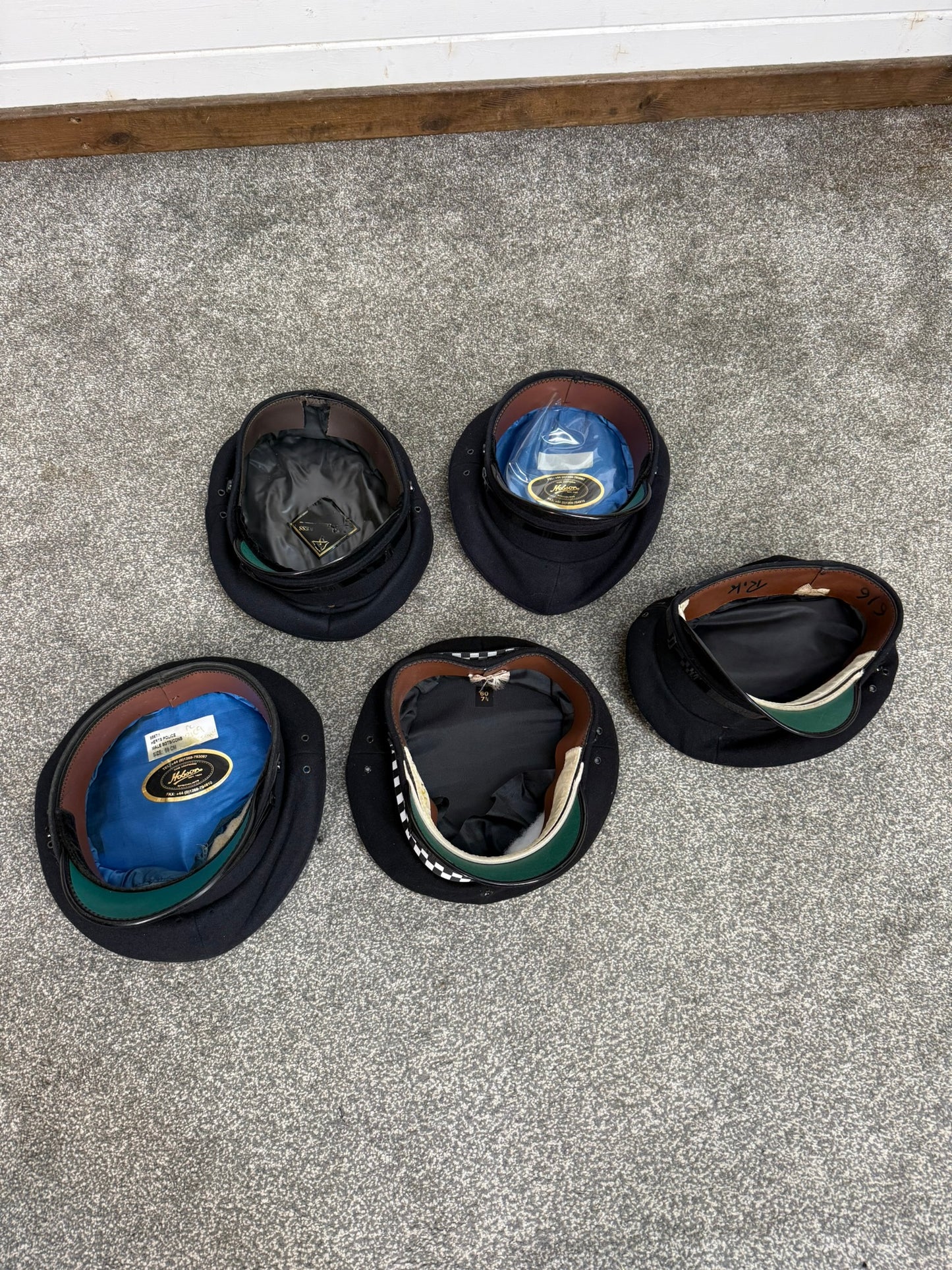 5x Ex Police Peak Cap Job Lot Theatre Headwear Uniform Film Prop Lot