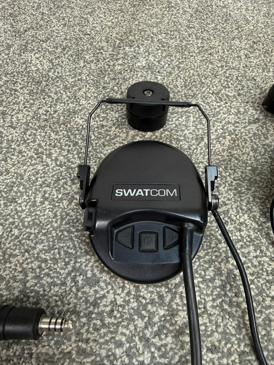 SwatCom Waterproof Headset Ex Police Helmet Rail Mounted WORKING
