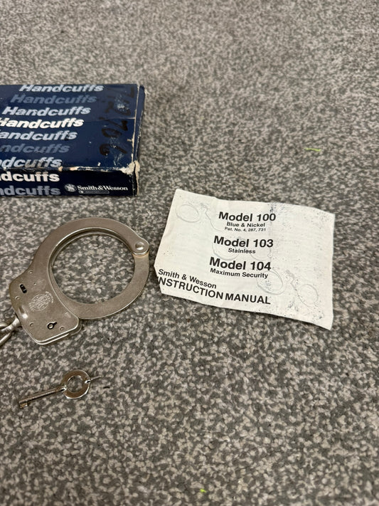 Vintage Smith & Wesson Model 100 Chain Handcuffs Ex Police Cuffs