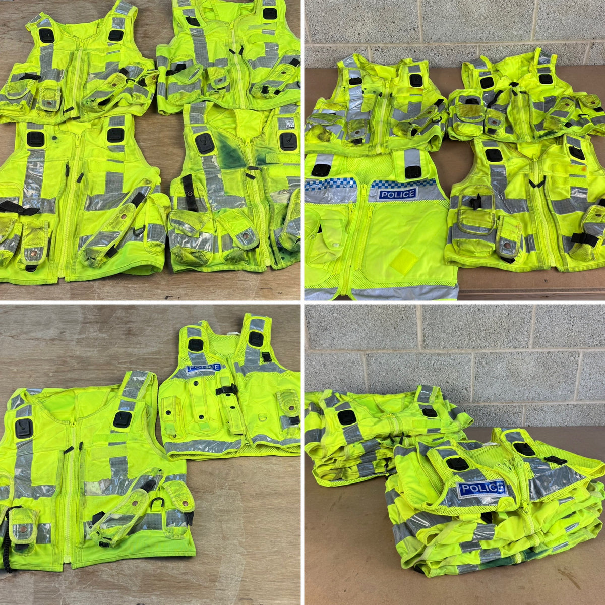 Ex Police Pallet Job Lot Bundle Grade B - Jackets Vests Hats Riot Guards Helmets Boots Fleeces & More!