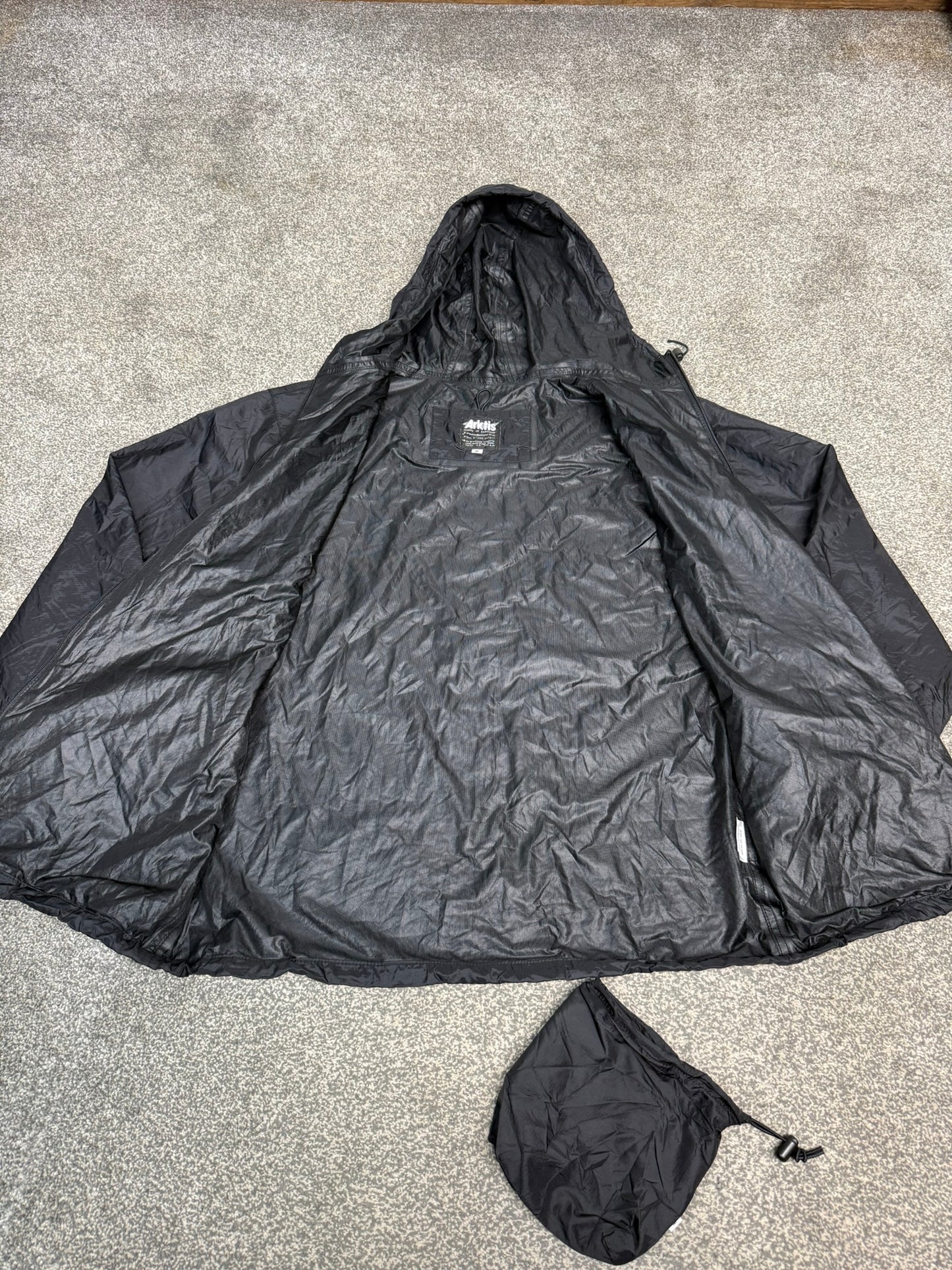 Arktis A310 Black Rainshield Jacket & Bag MEDIUM Ripstop Waterproof Lightweight