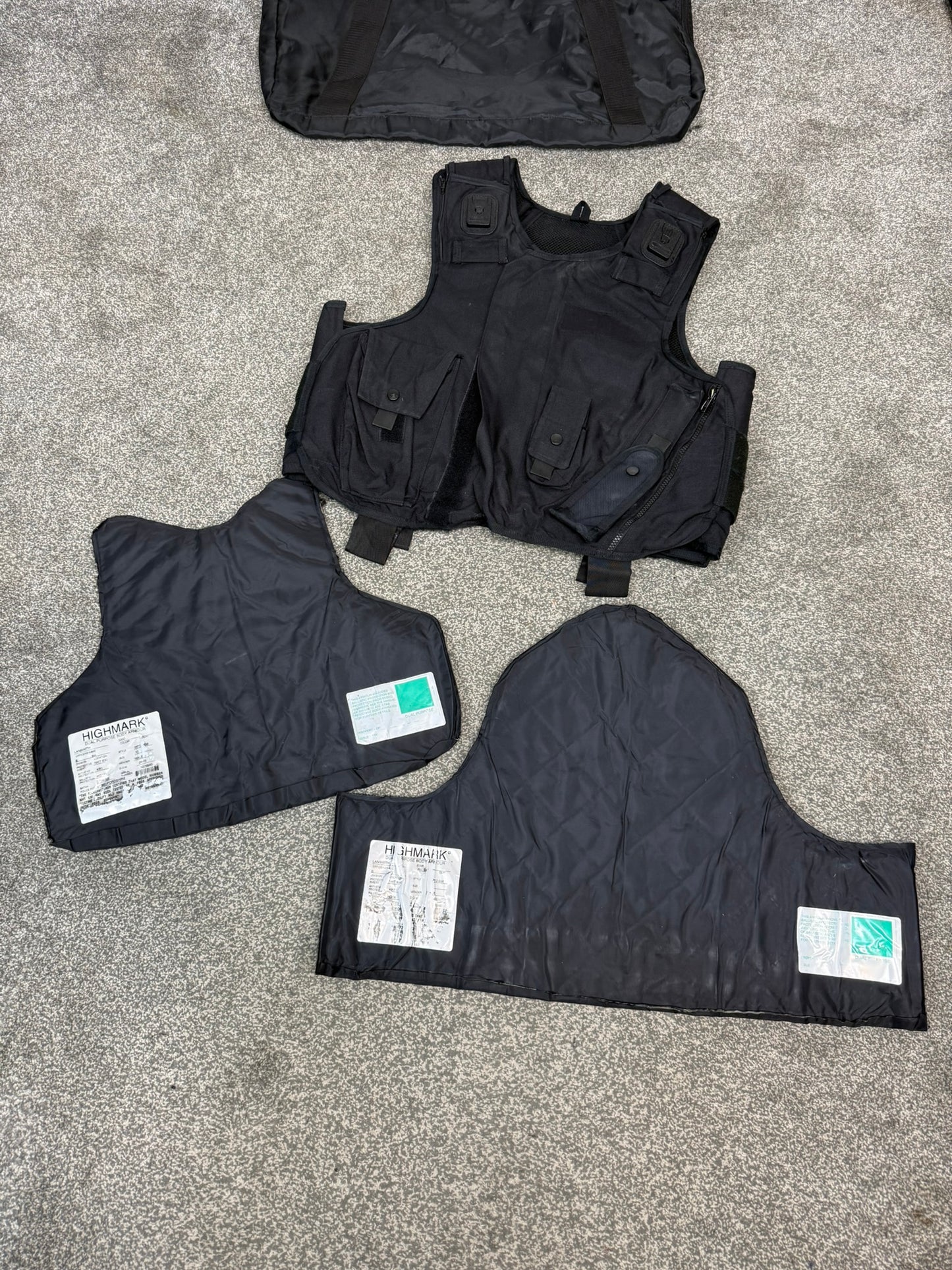 Ex Police Highmark Body Armour Vest LARGE Anti Stab & Ballistic HG1A / KR1 With Bag Security
