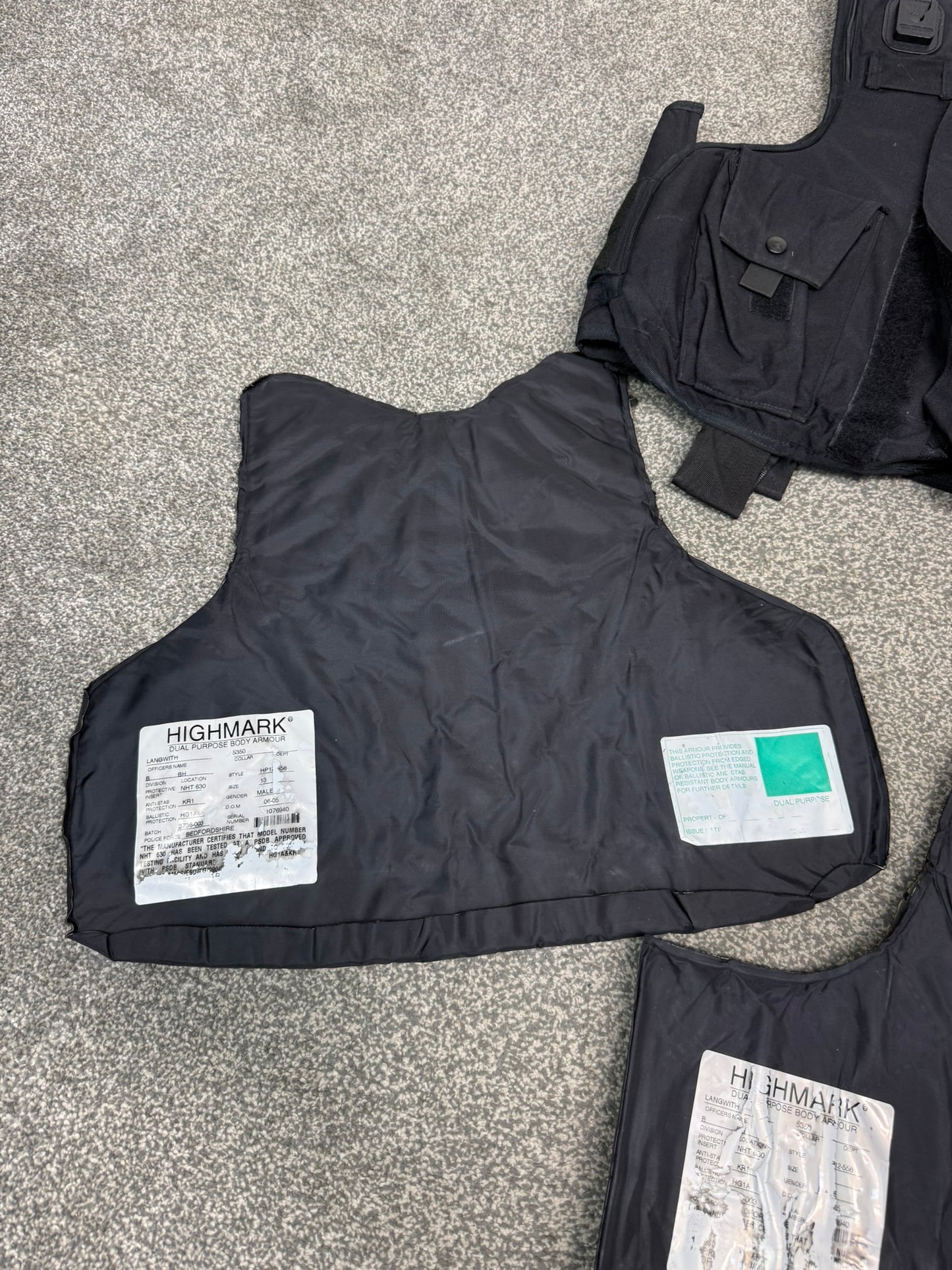 Ex Police Highmark Body Armour Vest LARGE Anti Stab & Ballistic HG1A / KR1 With Bag Security