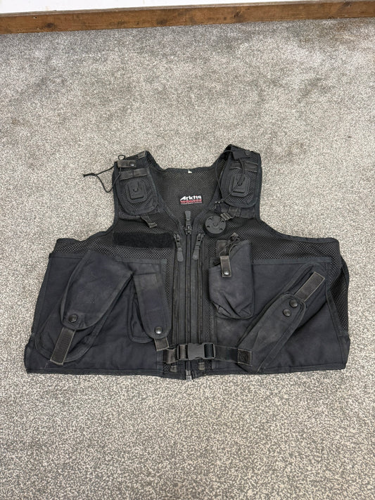 Ex Police Arktis Black Tactical Utility Vest With Pouches Security - Large