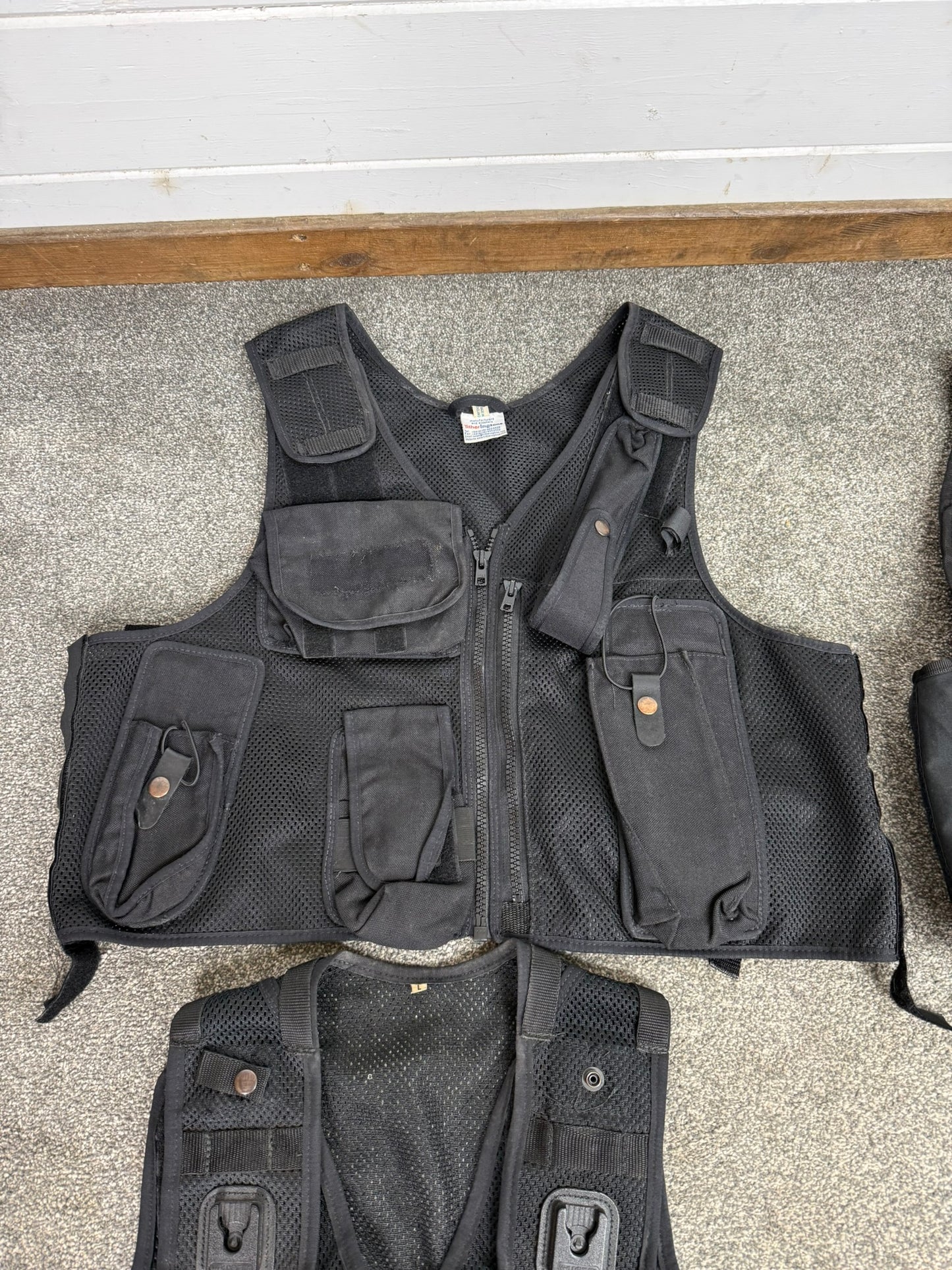 5x Ex Police Black Utility Tac Vest Job Lot Security Equipment Patrol Vests