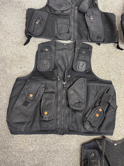 5x Ex Police Black Utility Tac Vest Job Lot Security Equipment Patrol Vests