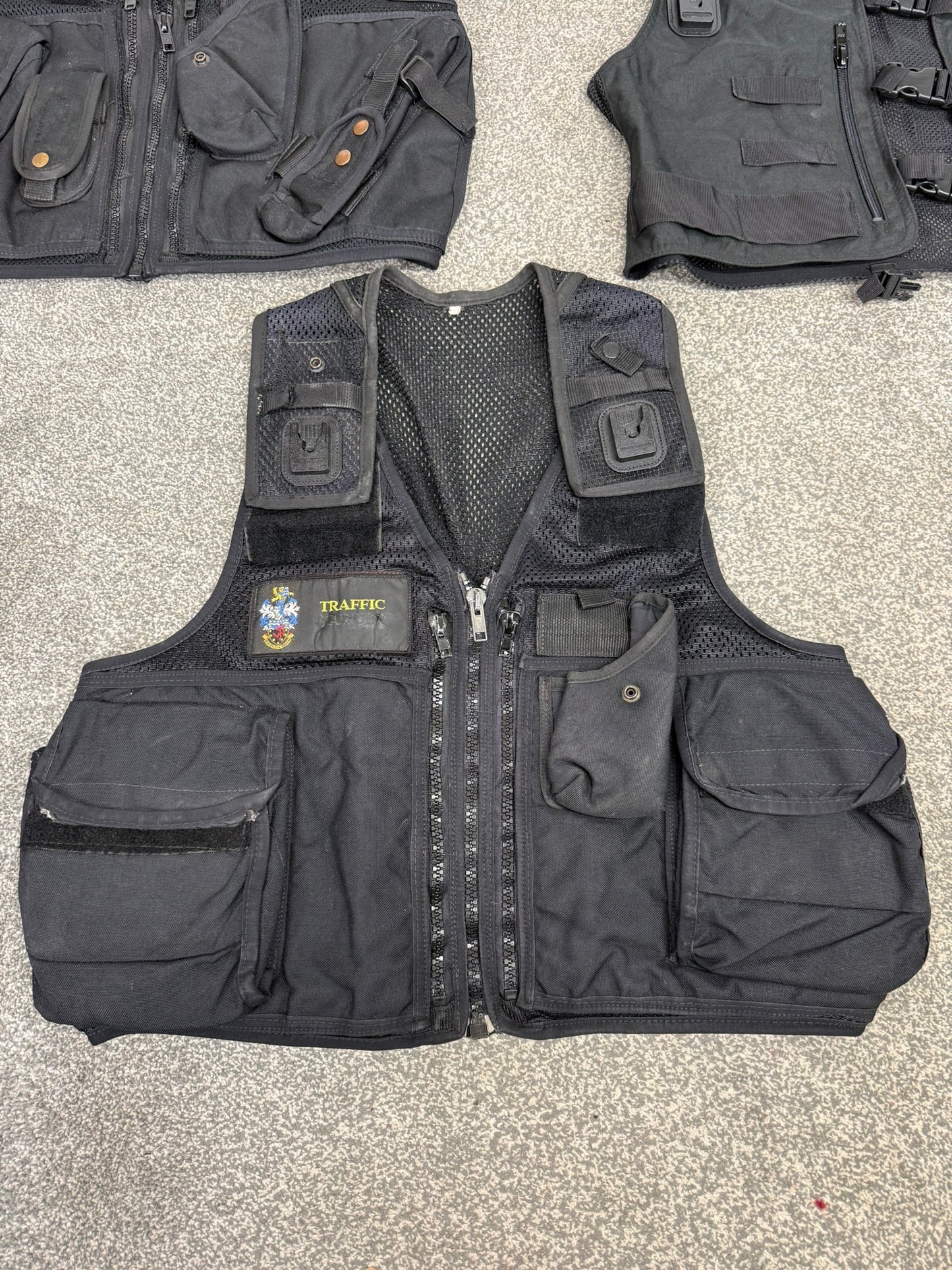 5x Ex Police Black Utility Tac Vest Job Lot Security Equipment Patrol Vests
