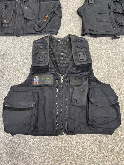 5x Ex Police Black Utility Tac Vest Job Lot Security Equipment Patrol Vests