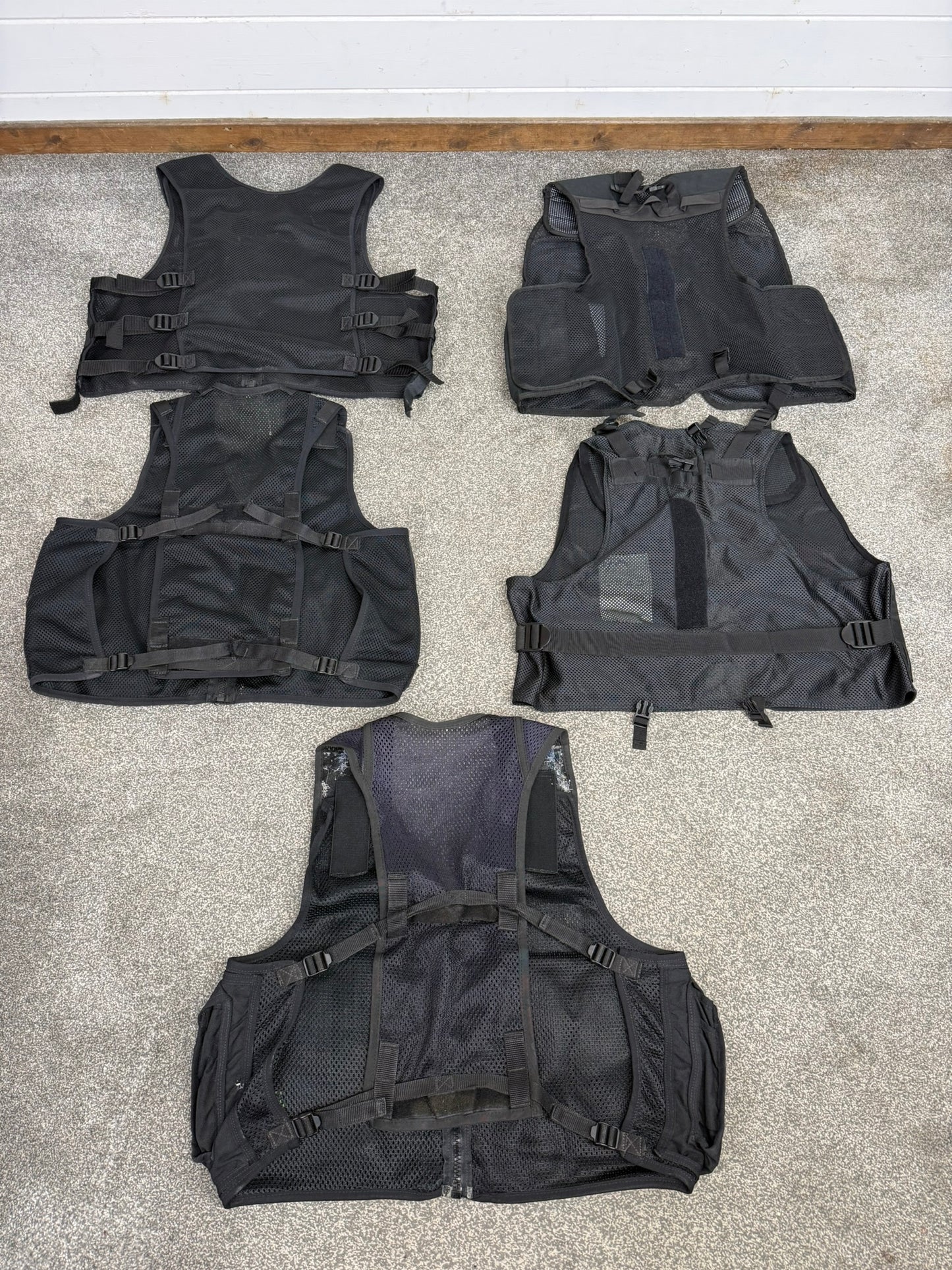 5x Ex Police Black Utility Tac Vest Job Lot Security Equipment Patrol Vests