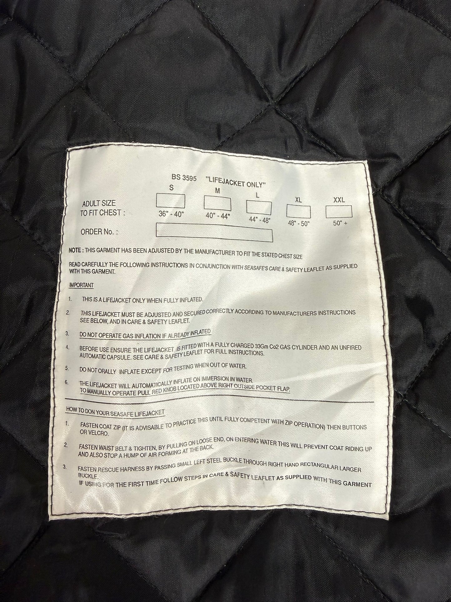 Ex Police Seasafe Marine Jacket Integrated Offshore Life Jacket - Medium
