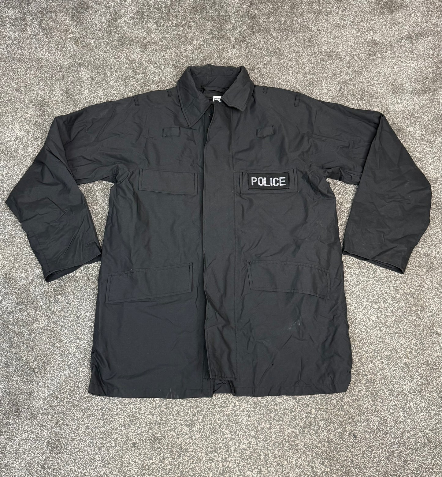 Ex Police Black Waterproof Jacket Quilted BADGED - Large Collector Display Film / TV Uniform