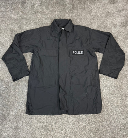 Ex Police Black Waterproof Jacket Quilted BADGED - Large Collector Display Film / TV Uniform