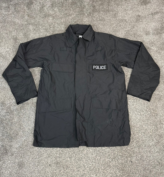 Ex Police Black Waterproof Jacket Quilted BADGED - Large Collector Display Film / TV Uniform
