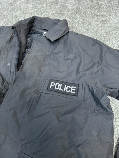 Ex Police Black Waterproof Jacket Quilted BADGED - Large Collector Display Film / TV Uniform