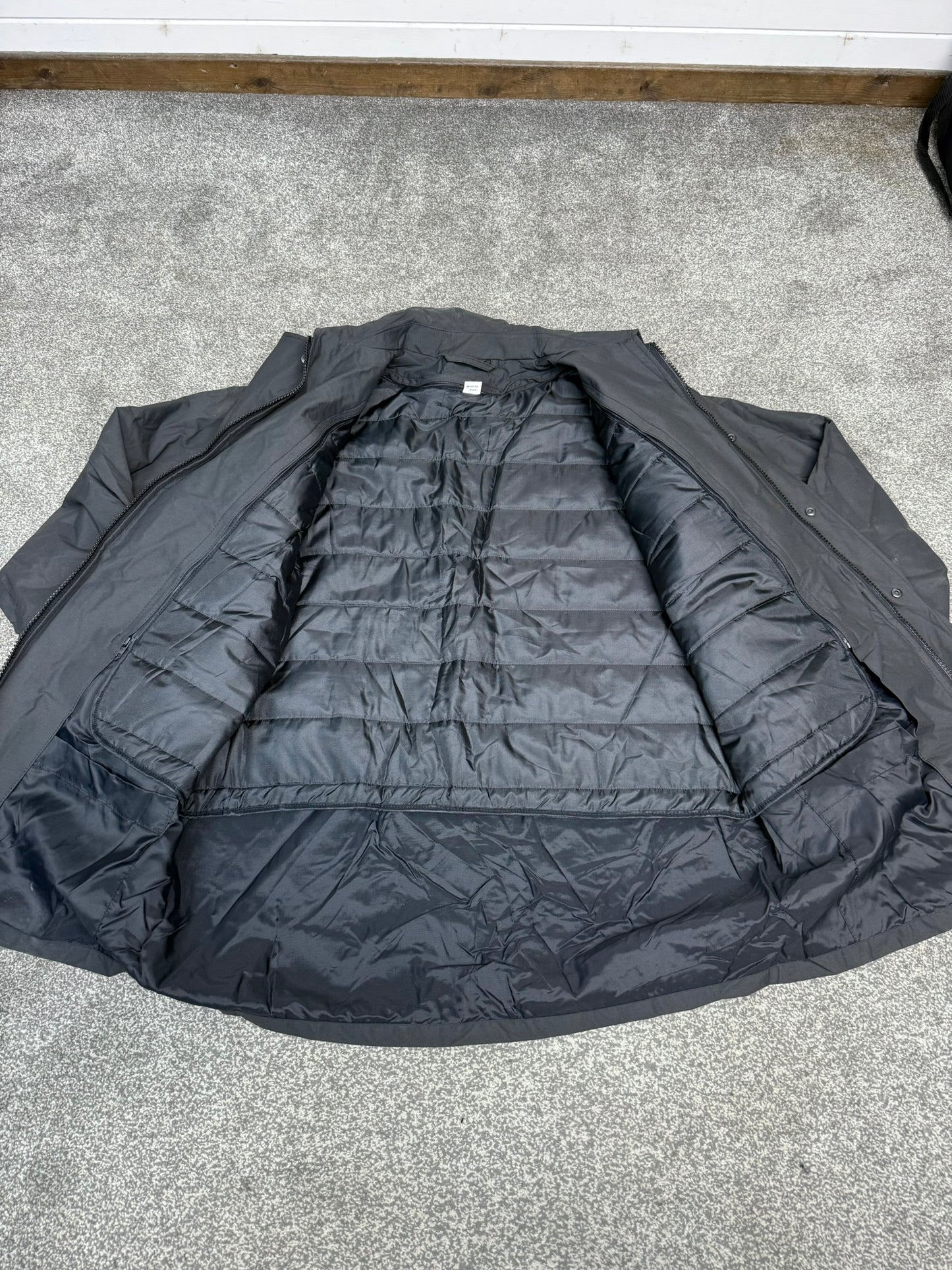 Ex Police Black Waterproof Jacket Quilted BADGED - Large Collector Display Film / TV Uniform