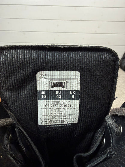 Magnum Elite Shield Met Black Leather Combat Boots UK 9 Ex Police Security Work