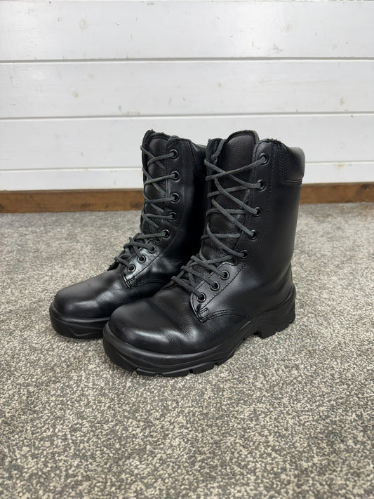 Ex Police Black Leather Boots Bata Industrials Safety Steel Toe UK4