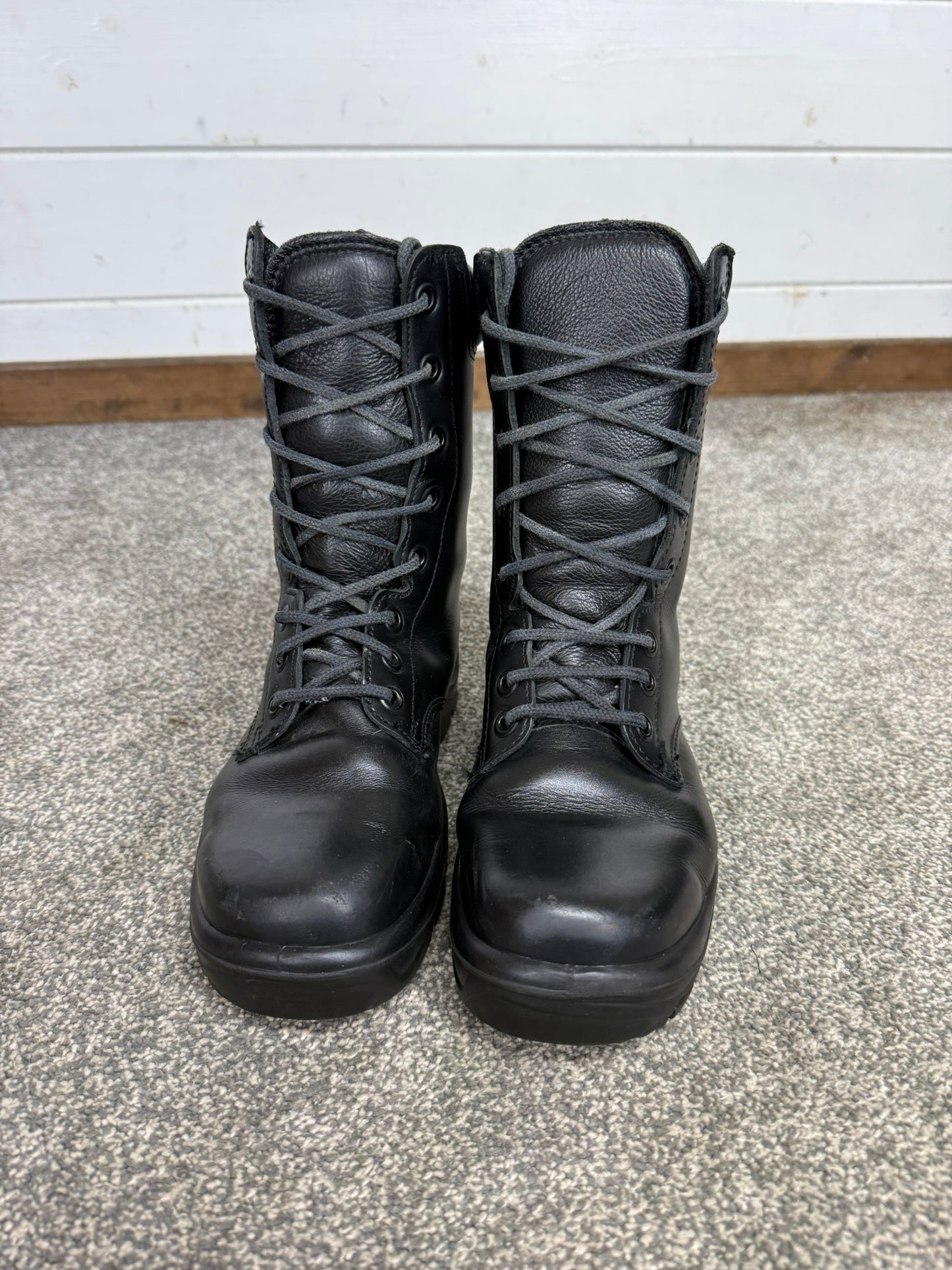 Ex Police Black Leather Boots Bata Industrials Safety Steel Toe UK4