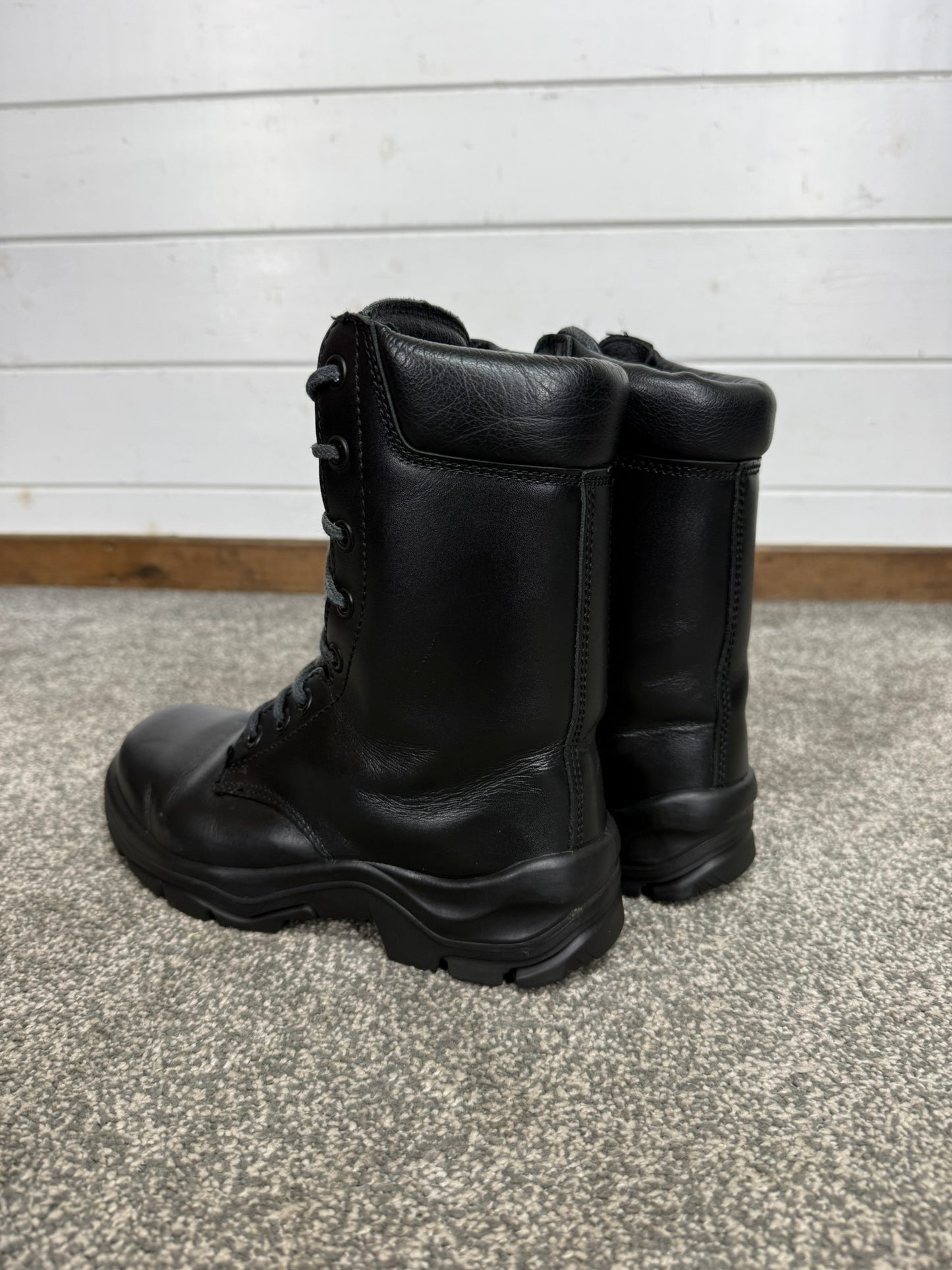 Ex Police Black Leather Boots Bata Industrials Safety Steel Toe UK4