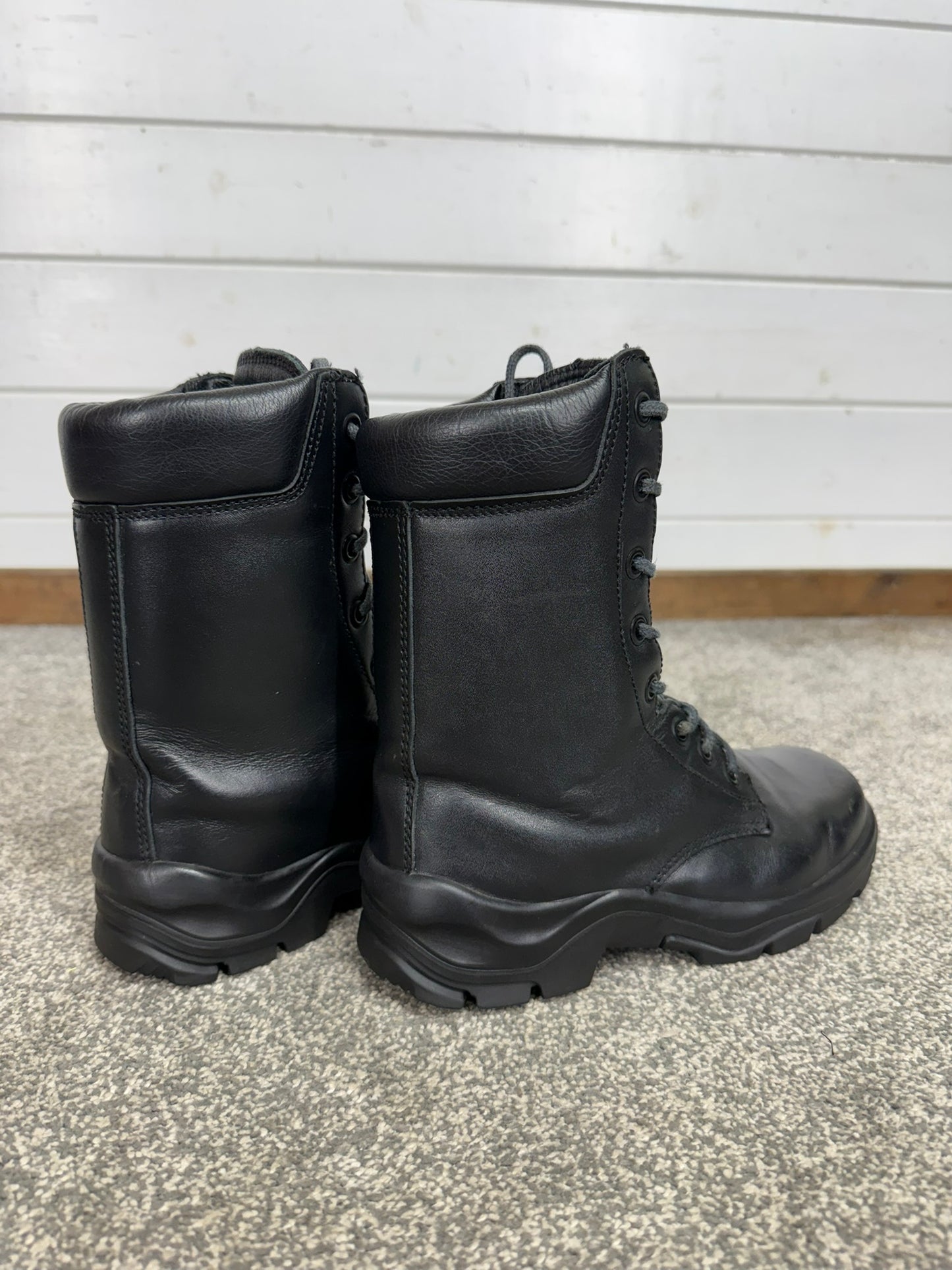 Ex Police Black Leather Boots Bata Industrials Safety Steel Toe UK4