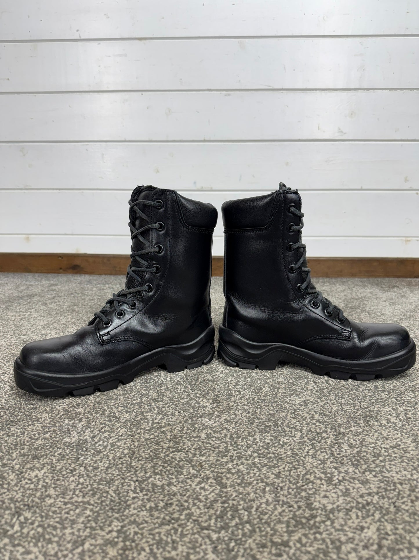 Ex Police Black Leather Boots Bata Industrials Safety Steel Toe UK4