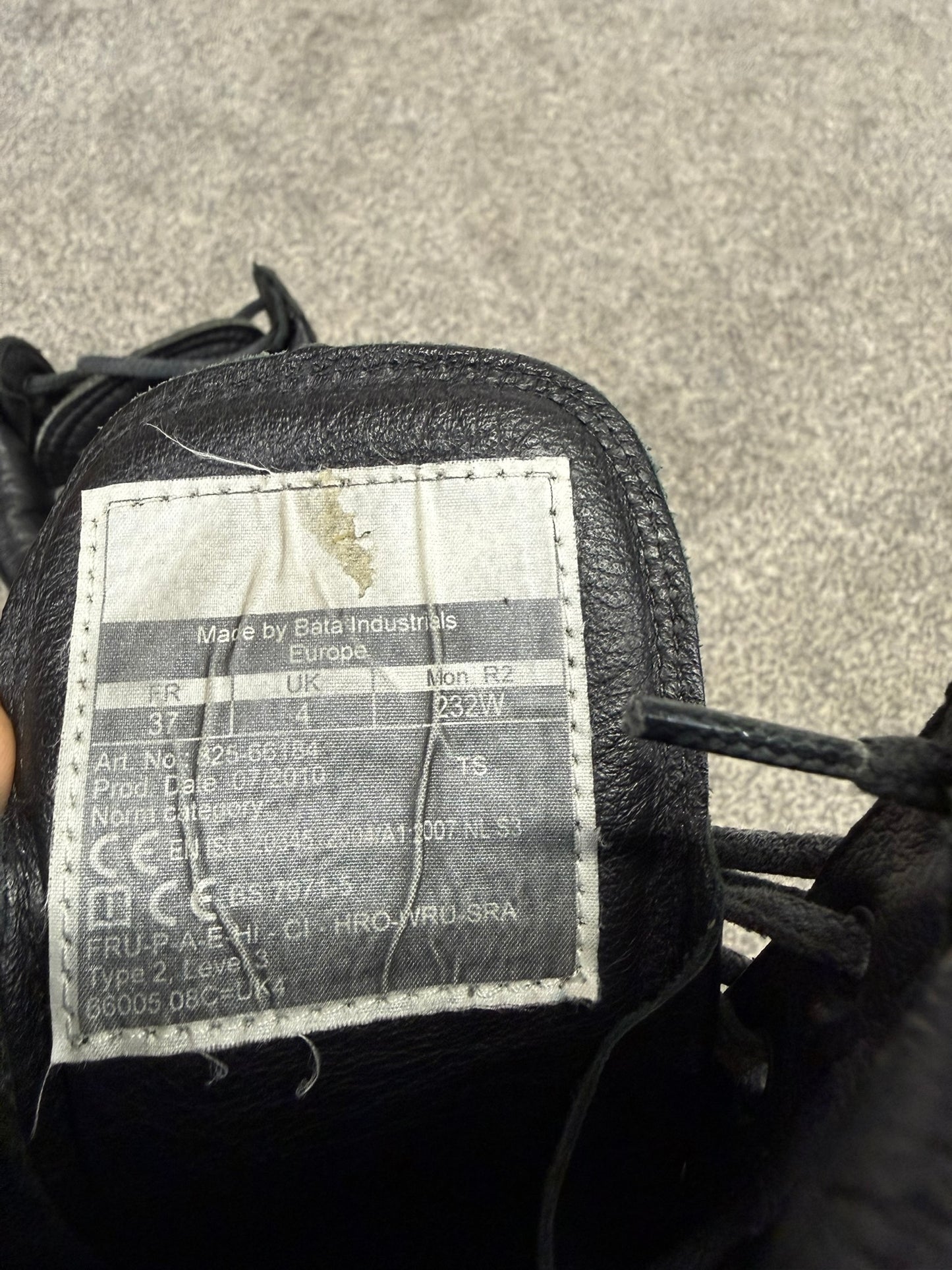 Ex Police Black Leather Boots Bata Industrials Safety Steel Toe UK4