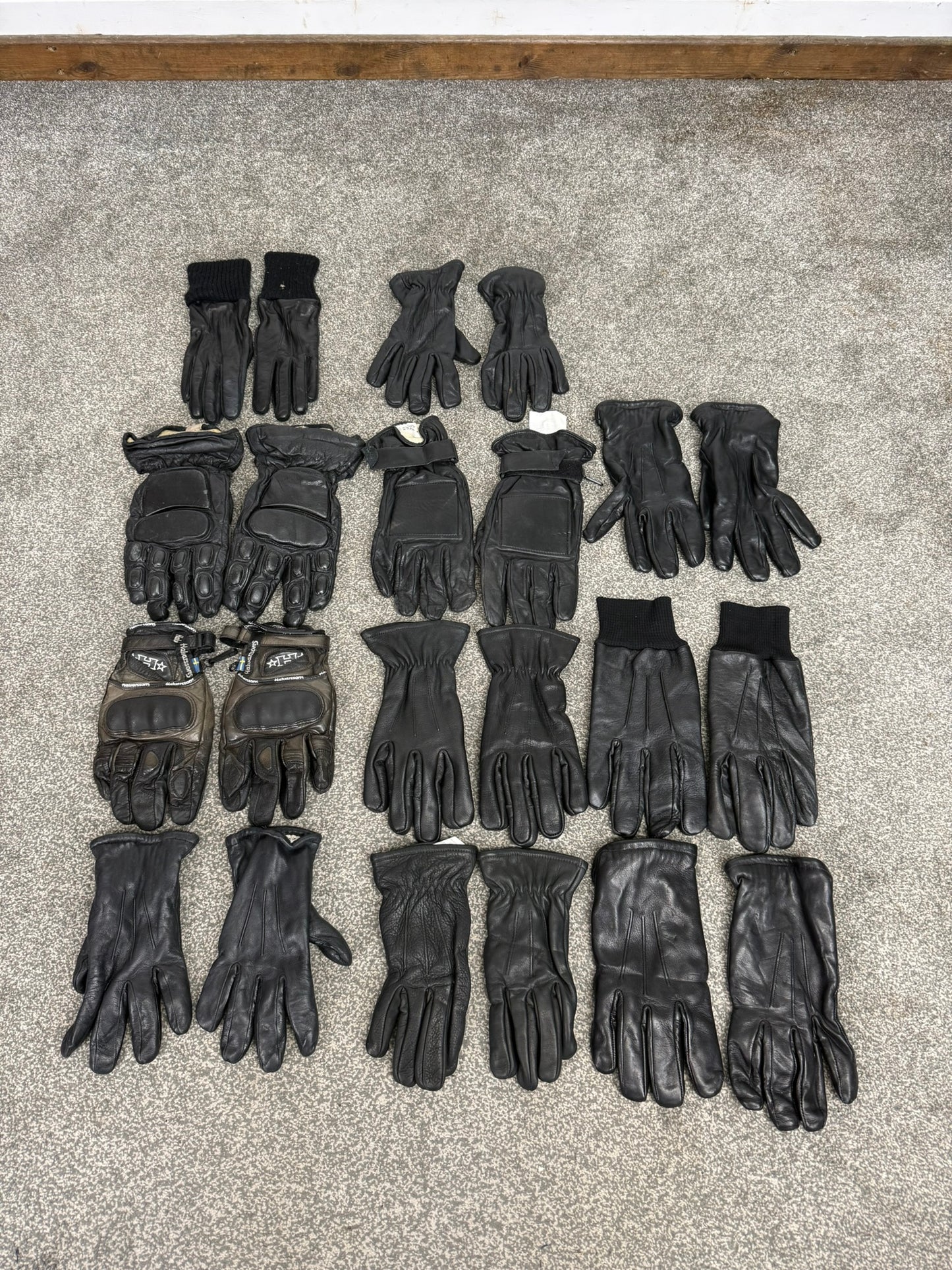 11x Ex Police Black Leather Gloves Job Lot Bundle Security Work Gloves