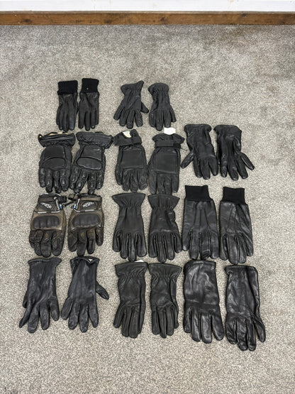 11x Ex Police Black Leather Gloves Job Lot Bundle Security Work Gloves