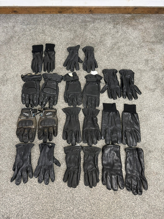 11x Ex Police Black Leather Gloves Job Lot Bundle Security Work Gloves
