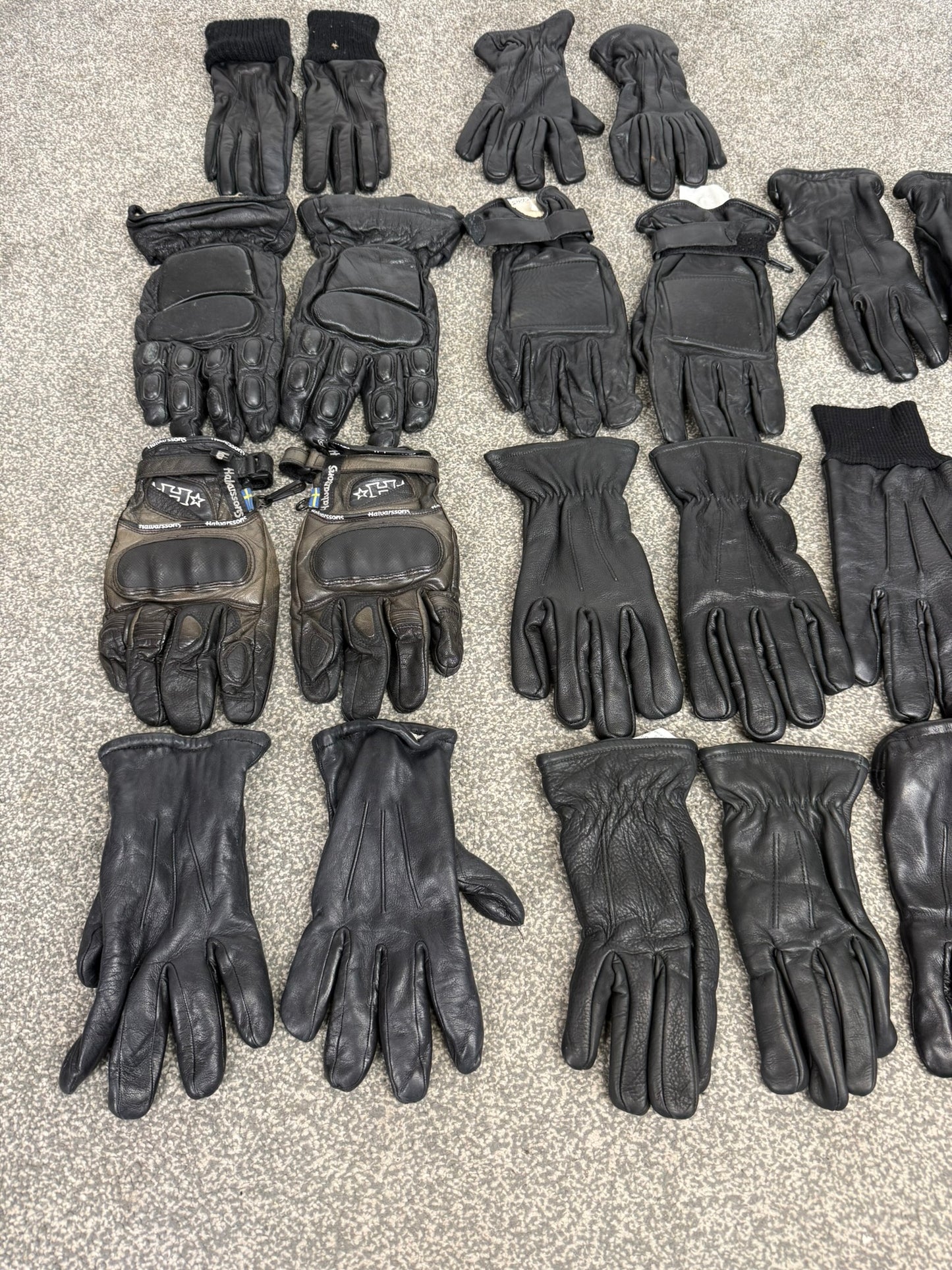 11x Ex Police Black Leather Gloves Job Lot Bundle Security Work Gloves