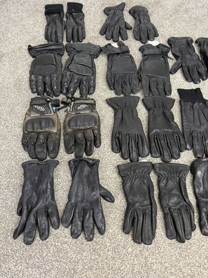 11x Ex Police Black Leather Gloves Job Lot Bundle Security Work Gloves