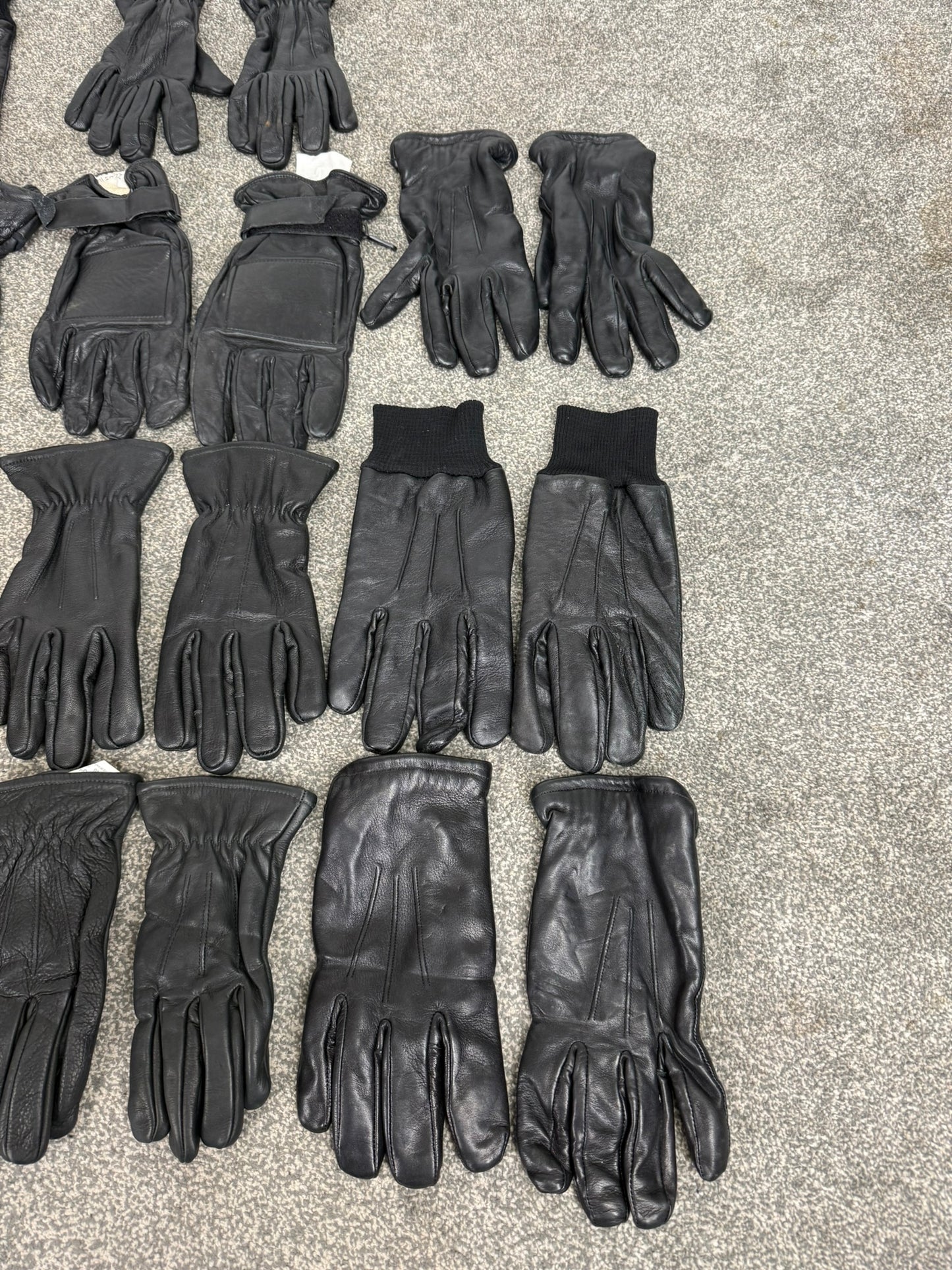 11x Ex Police Black Leather Gloves Job Lot Bundle Security Work Gloves