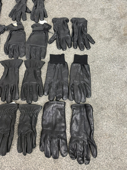 11x Ex Police Black Leather Gloves Job Lot Bundle Security Work Gloves