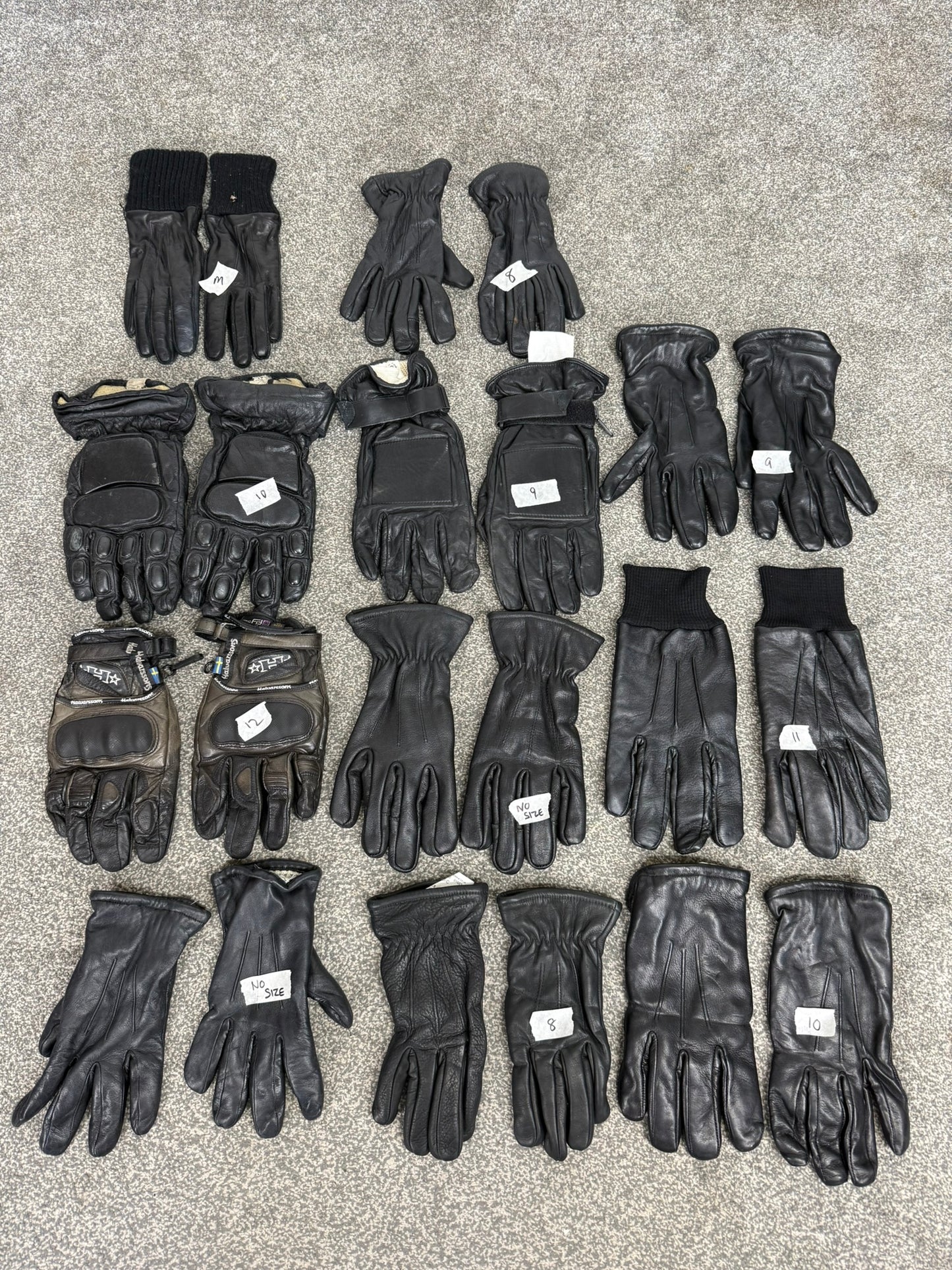 11x Ex Police Black Leather Gloves Job Lot Bundle Security Work Gloves