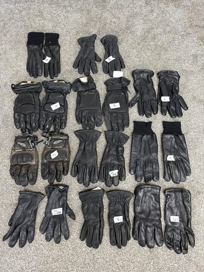 11x Ex Police Black Leather Gloves Job Lot Bundle Security Work Gloves
