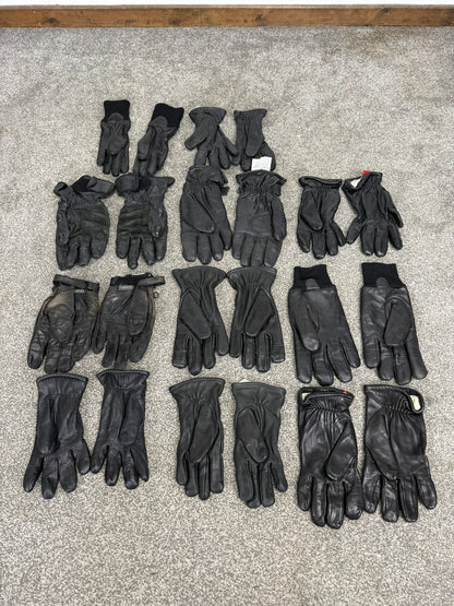 11x Ex Police Black Leather Gloves Job Lot Bundle Security Work Gloves